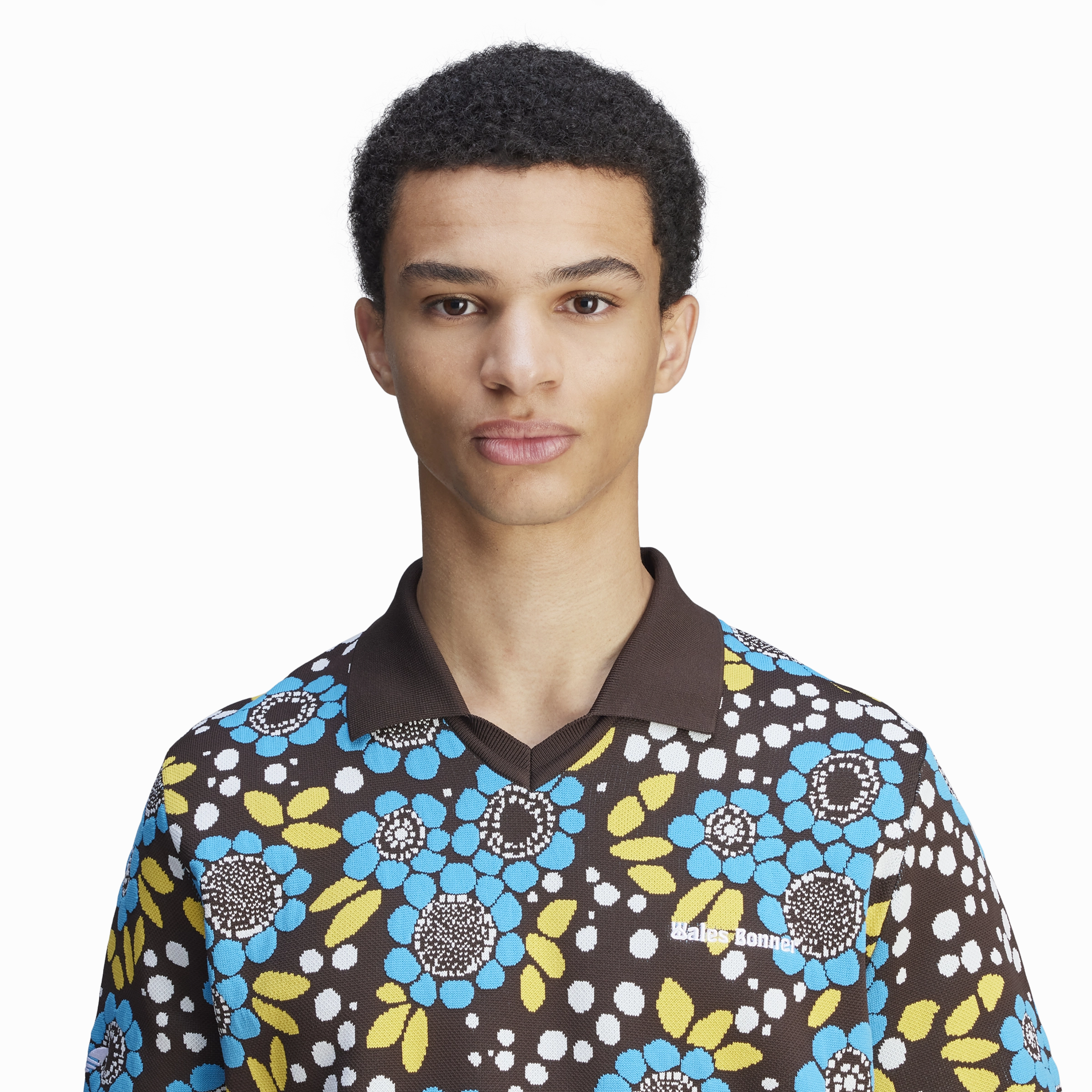   Wales Bonner Knit Floral Polo Tee 'Multi'