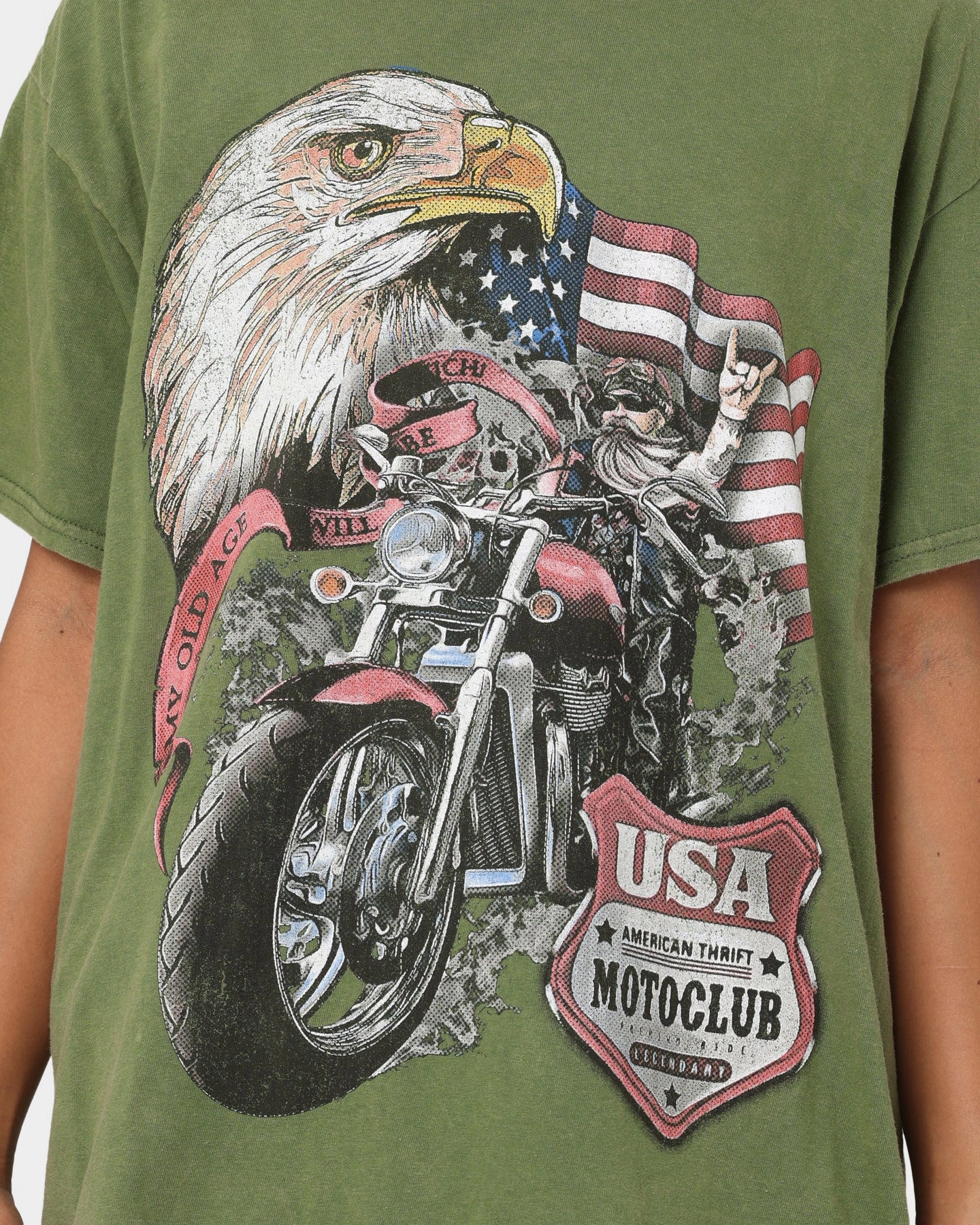 American Thrift Eagle Moto Club T-Shirt Military