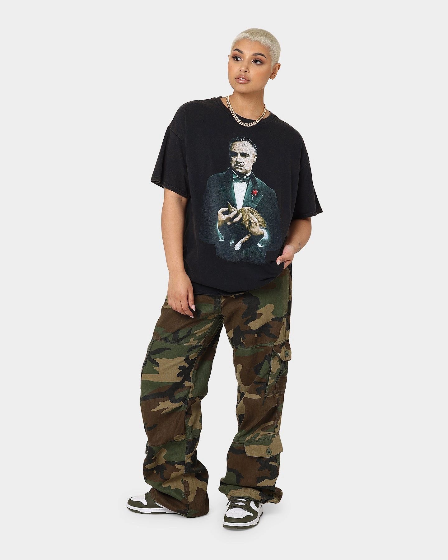 American Thrift X The Godfather The Godfather Cat Vintage T-Shirt Black Wash