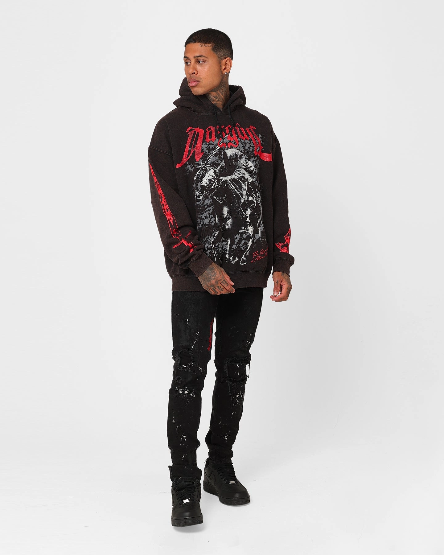 American Thrift X The Lord Of The Rings Nazgul Vintage Hoodie Black Wash