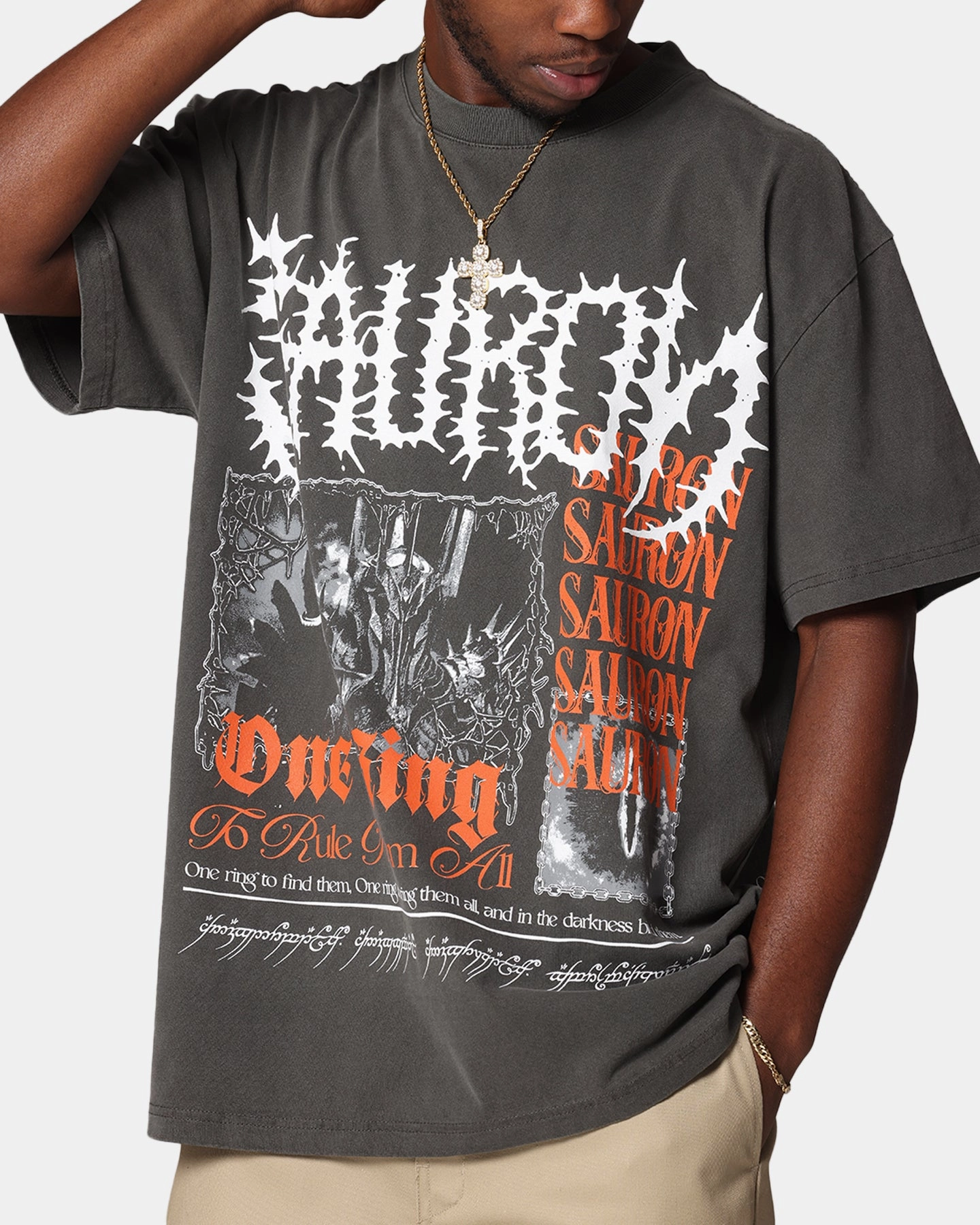 American Thrift X The Lord Of The Rings Sauron Heavy T-Shirt Black Wash