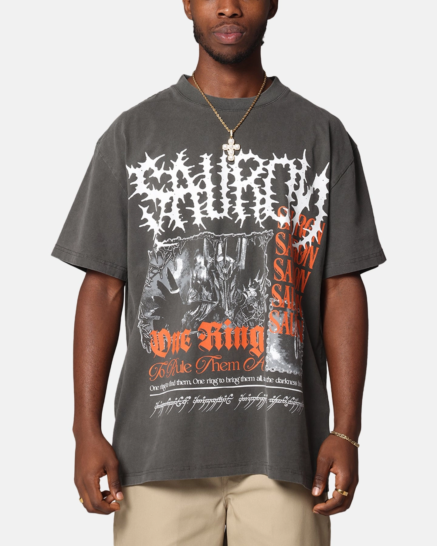 American Thrift X The Lord Of The Rings Sauron Heavy T-Shirt Black Wash