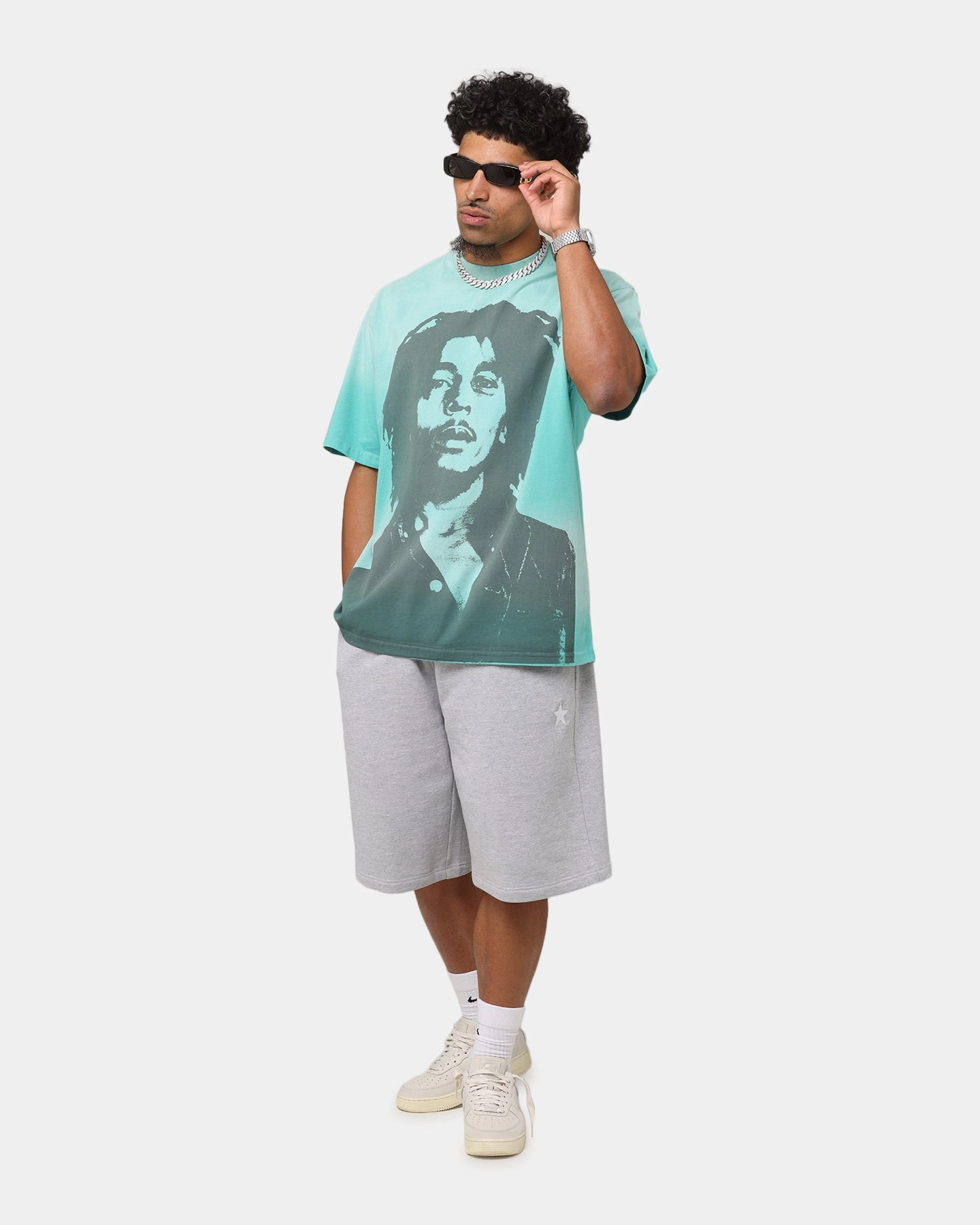 Bob Marley Bob Hem Vintage T-Shirt Washed Teal/Black