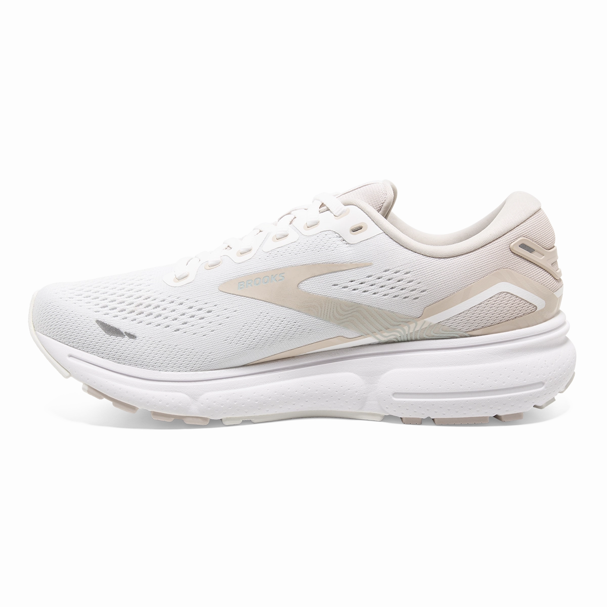 Brooks Ghost 15 - White - Crystal Grey - Glass