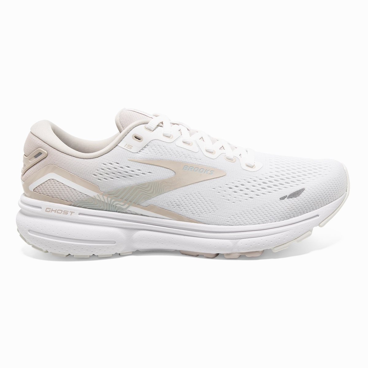 Brooks Ghost 15 - White - Crystal Grey - Glass
