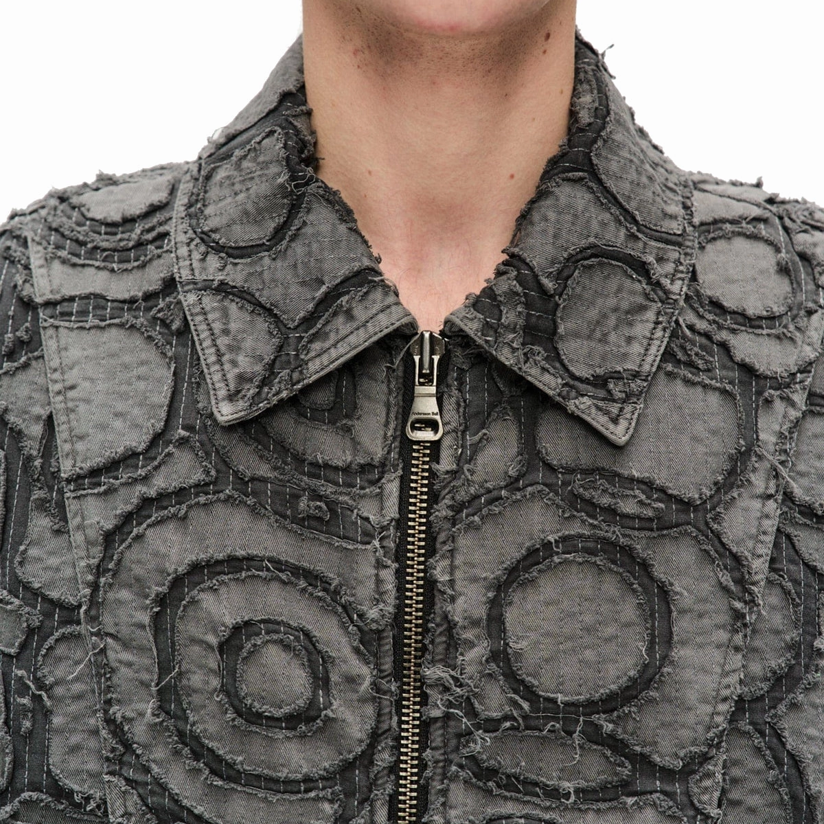 Burn-Out Dyed Zip-Up Jacket 'Charcoal'