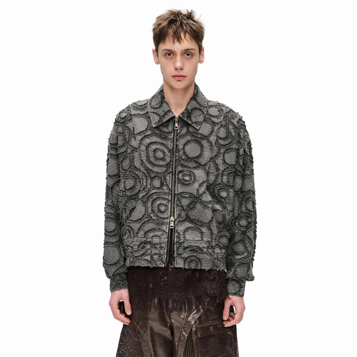 Burn-Out Dyed Zip-Up Jacket 'Charcoal'