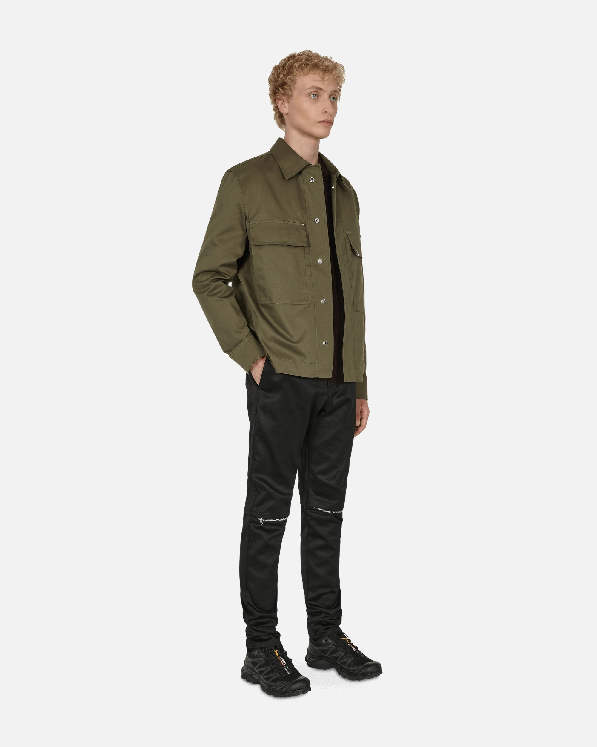 Cotton Chino Knee Zip Pants Black