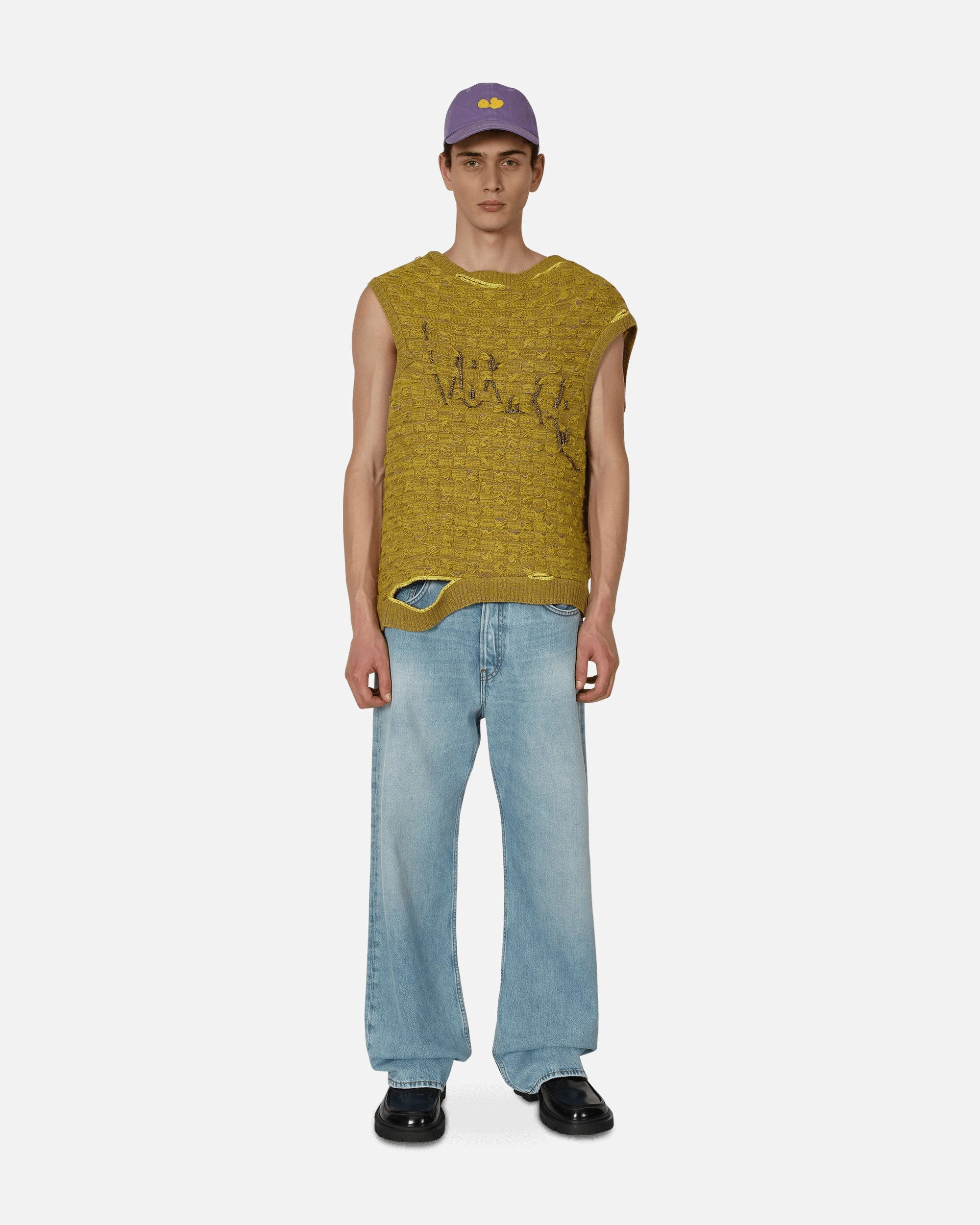 Crochet Logo Stitch Basket Gilet Yellow