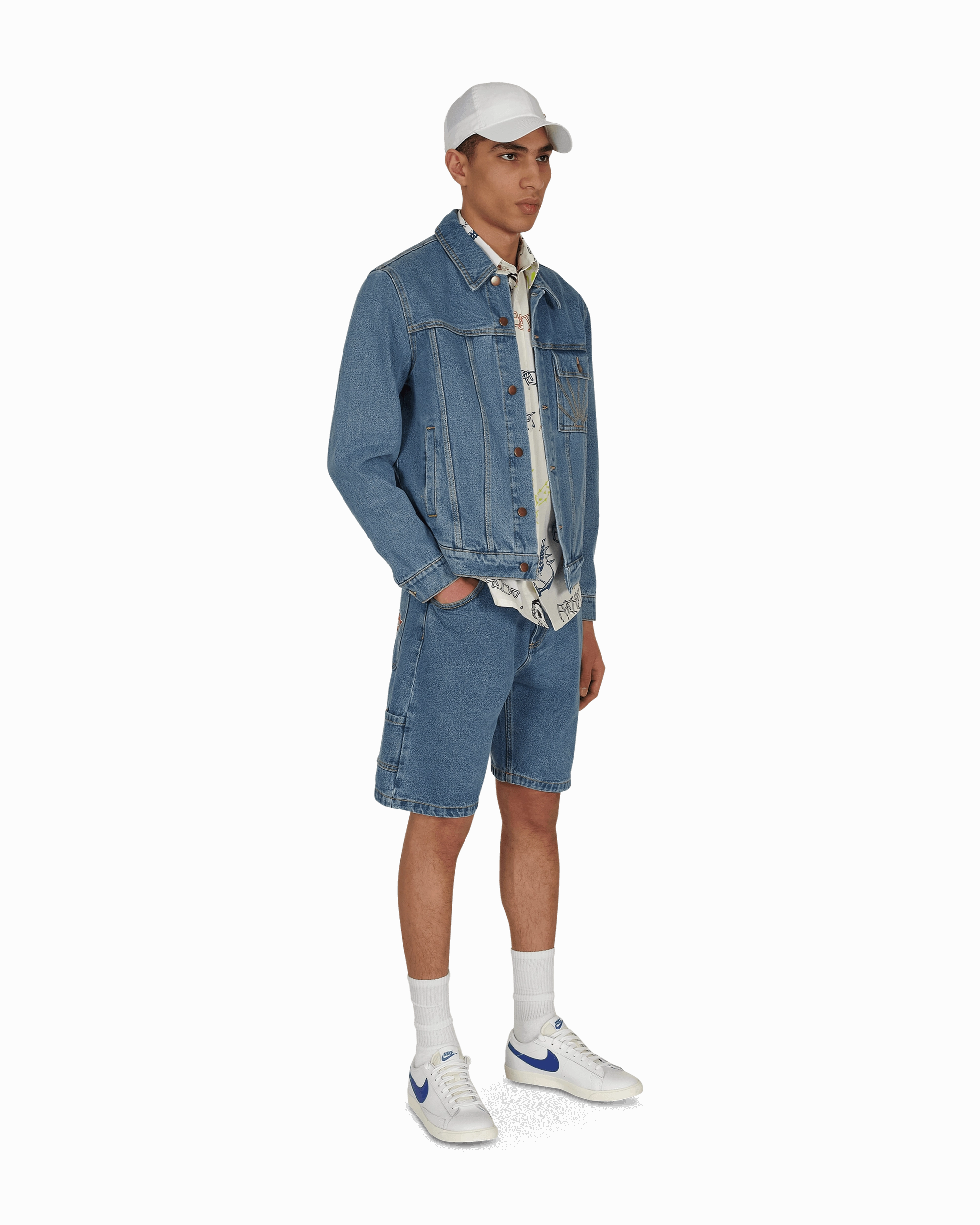 Denim Long Jacket Blue