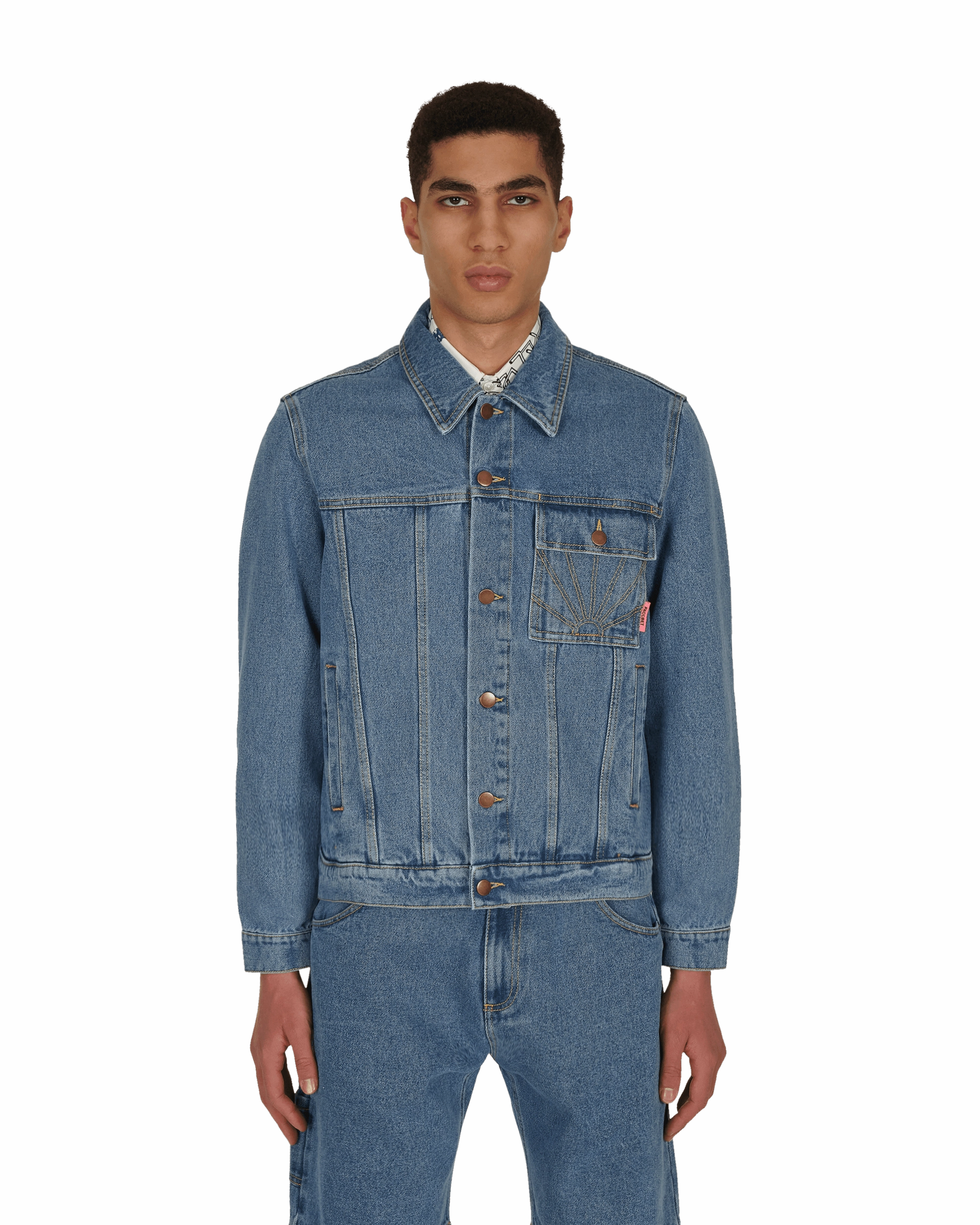 Denim Long Jacket Blue