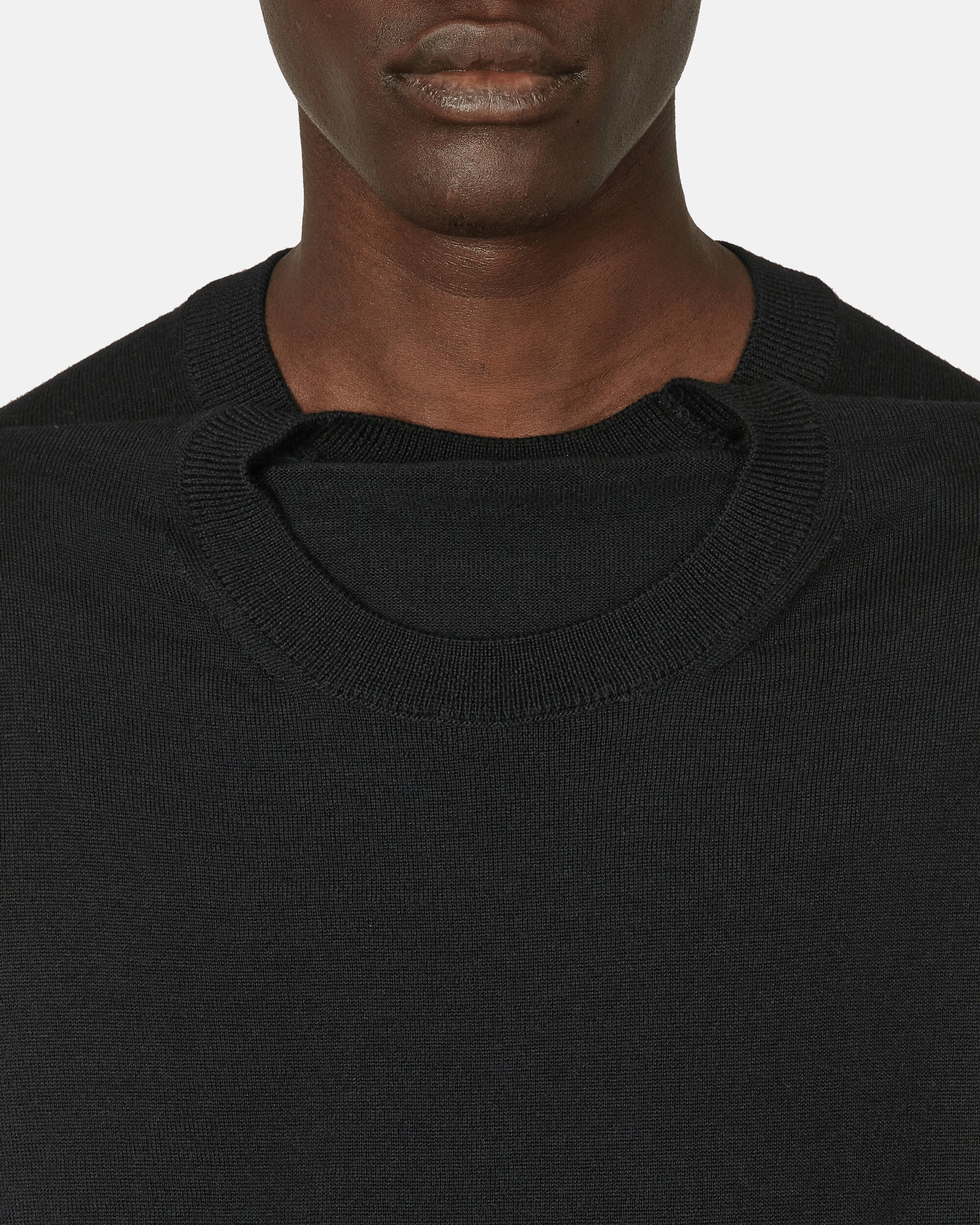 Double Neck Wool Sweater Black
