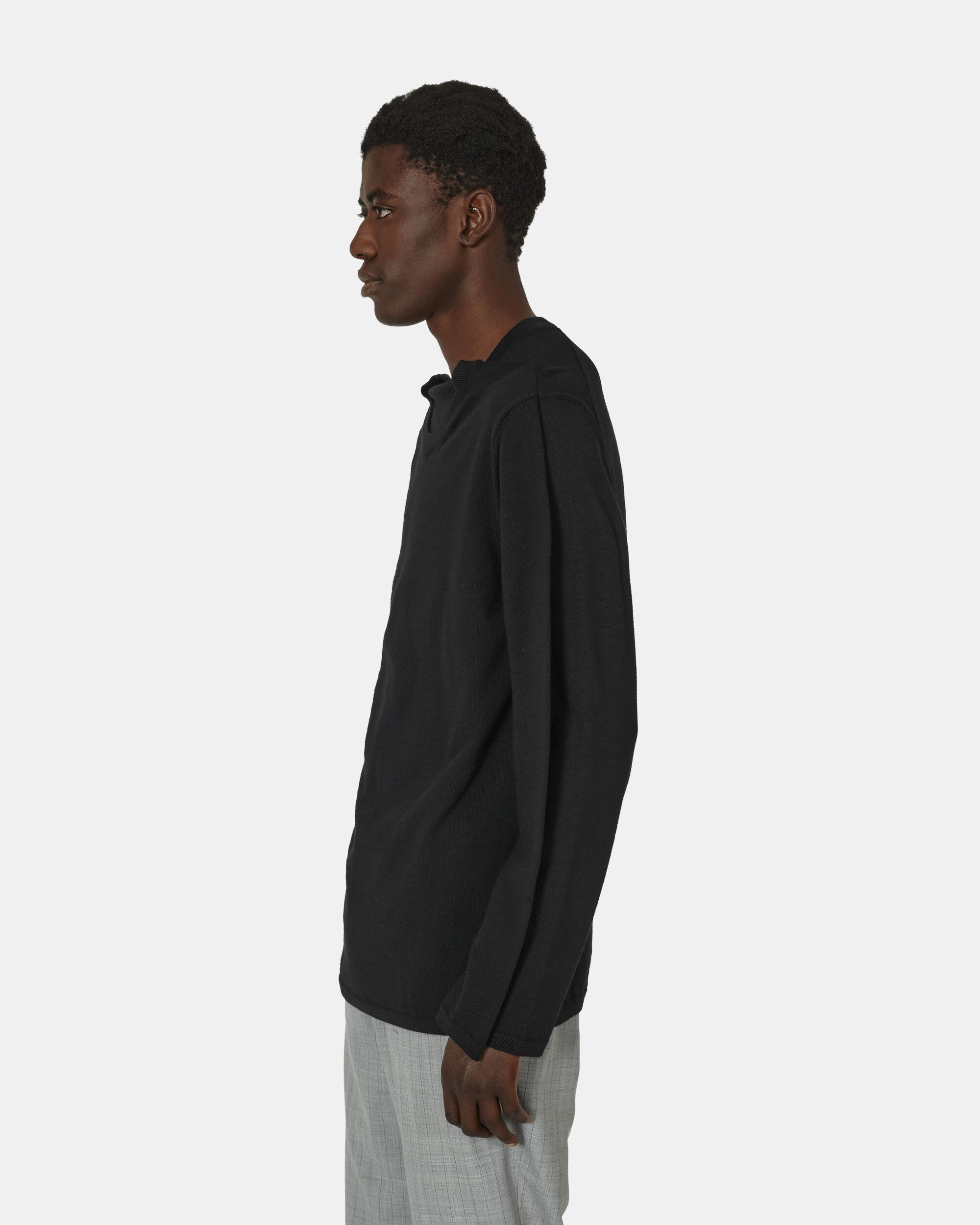 Double Neck Wool Sweater Black