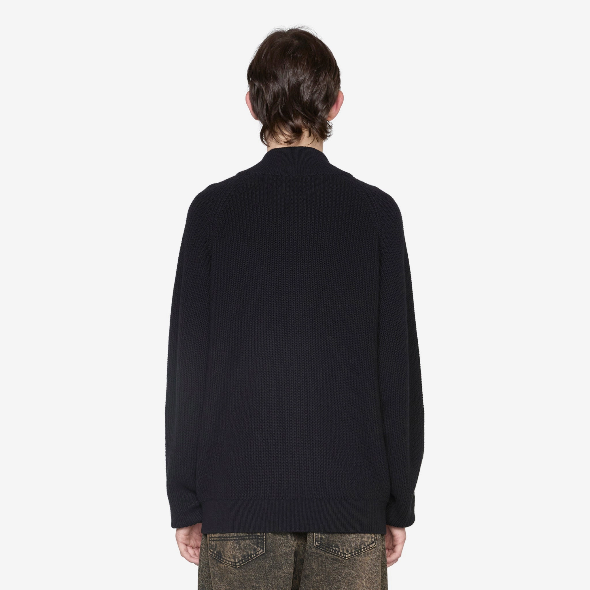 Dragon Zip-Thru Knit Sweater Black