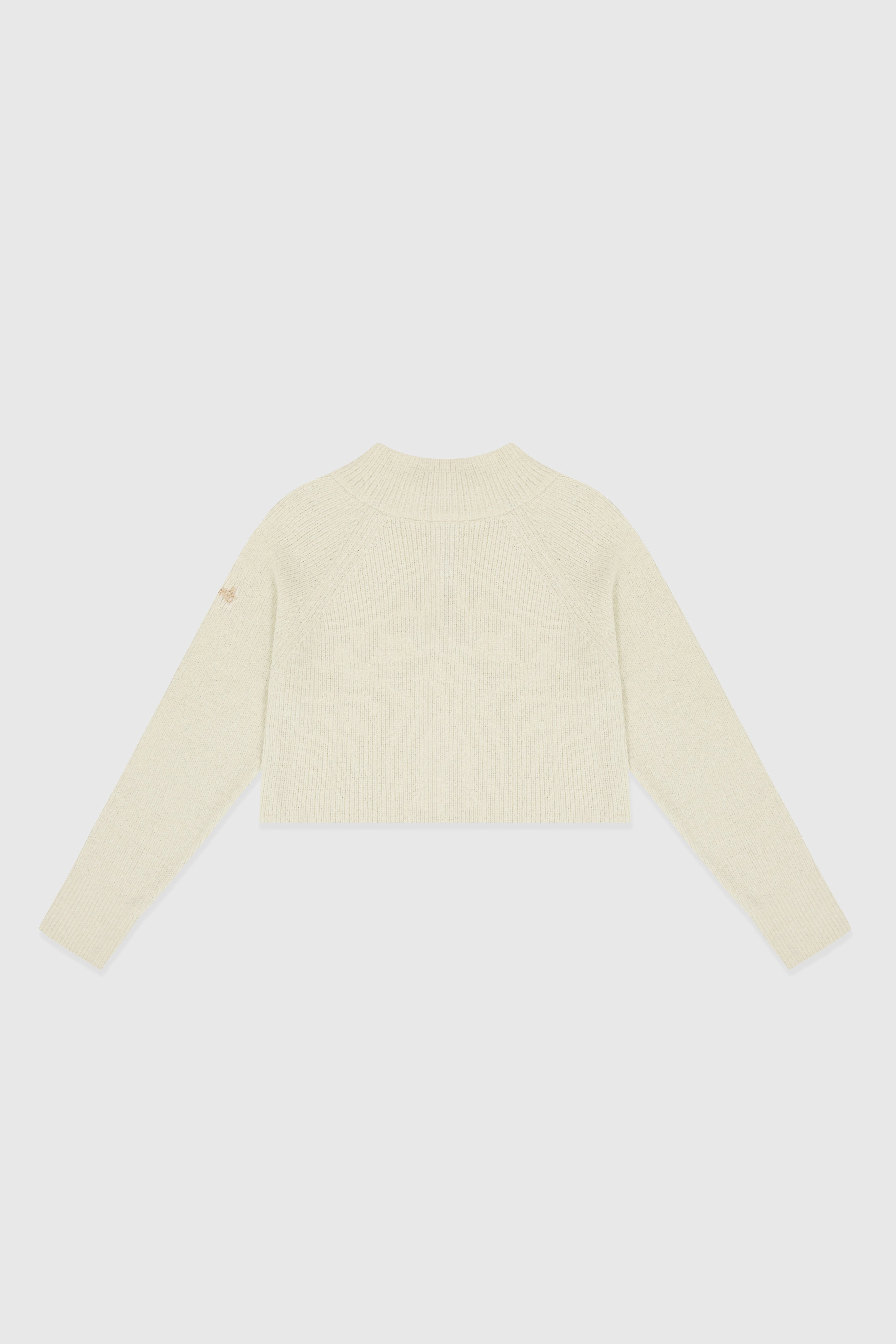 ENVT Cropped Half Zip-Up Knit Top