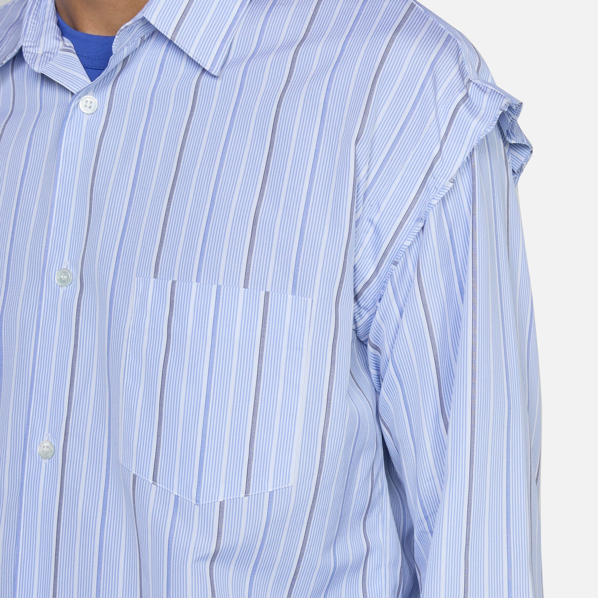 Frayed Shoulder Shirt Stripe