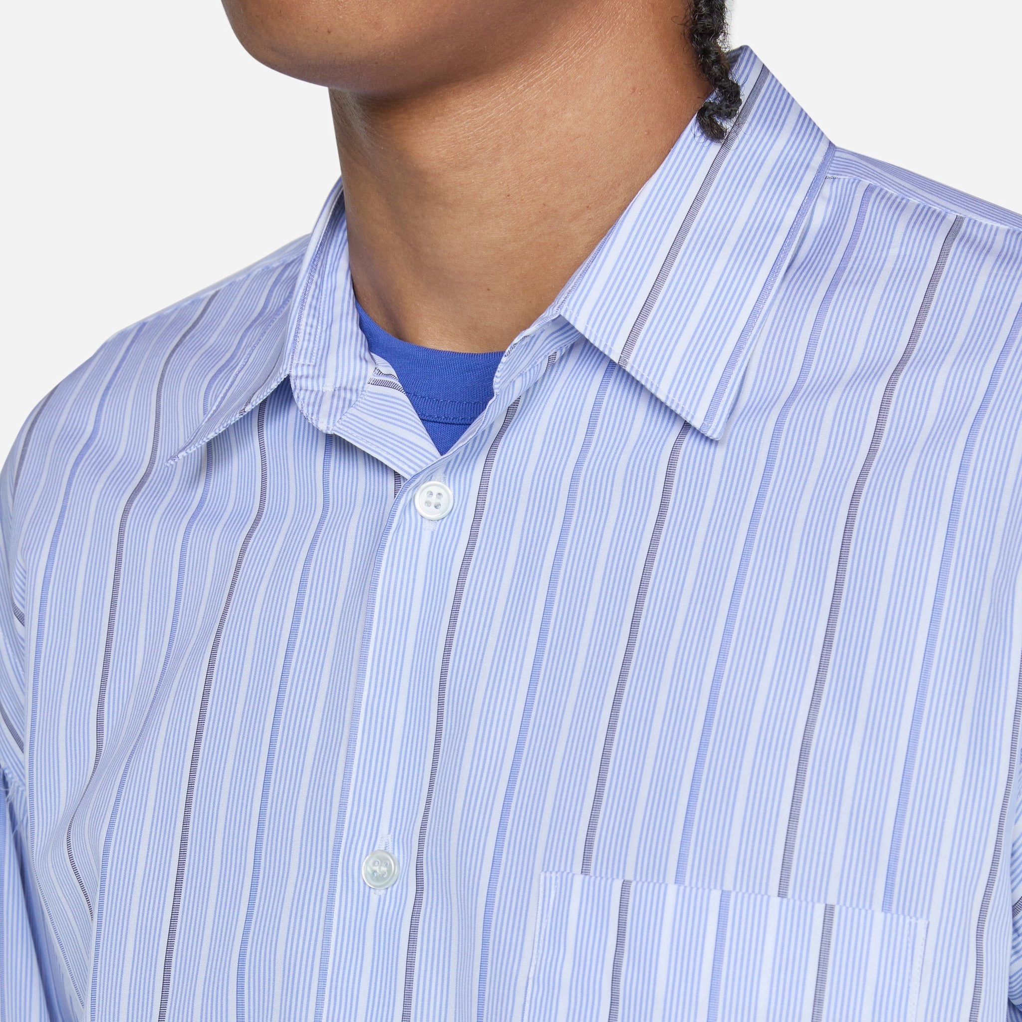Frayed Shoulder Shirt Stripe