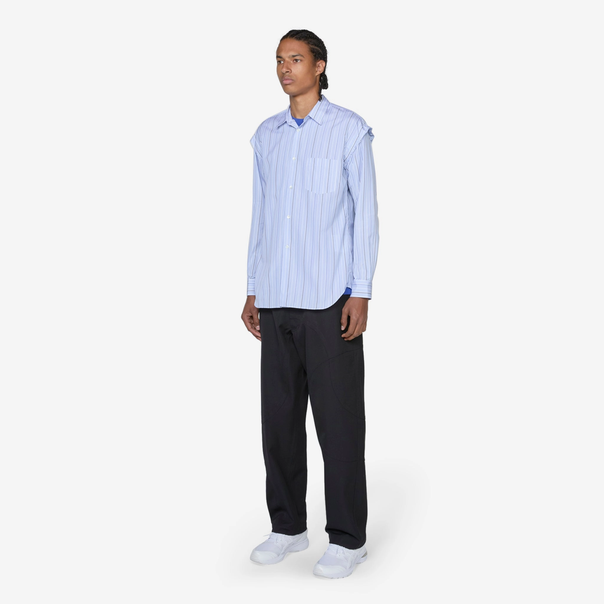 Frayed Shoulder Shirt Stripe