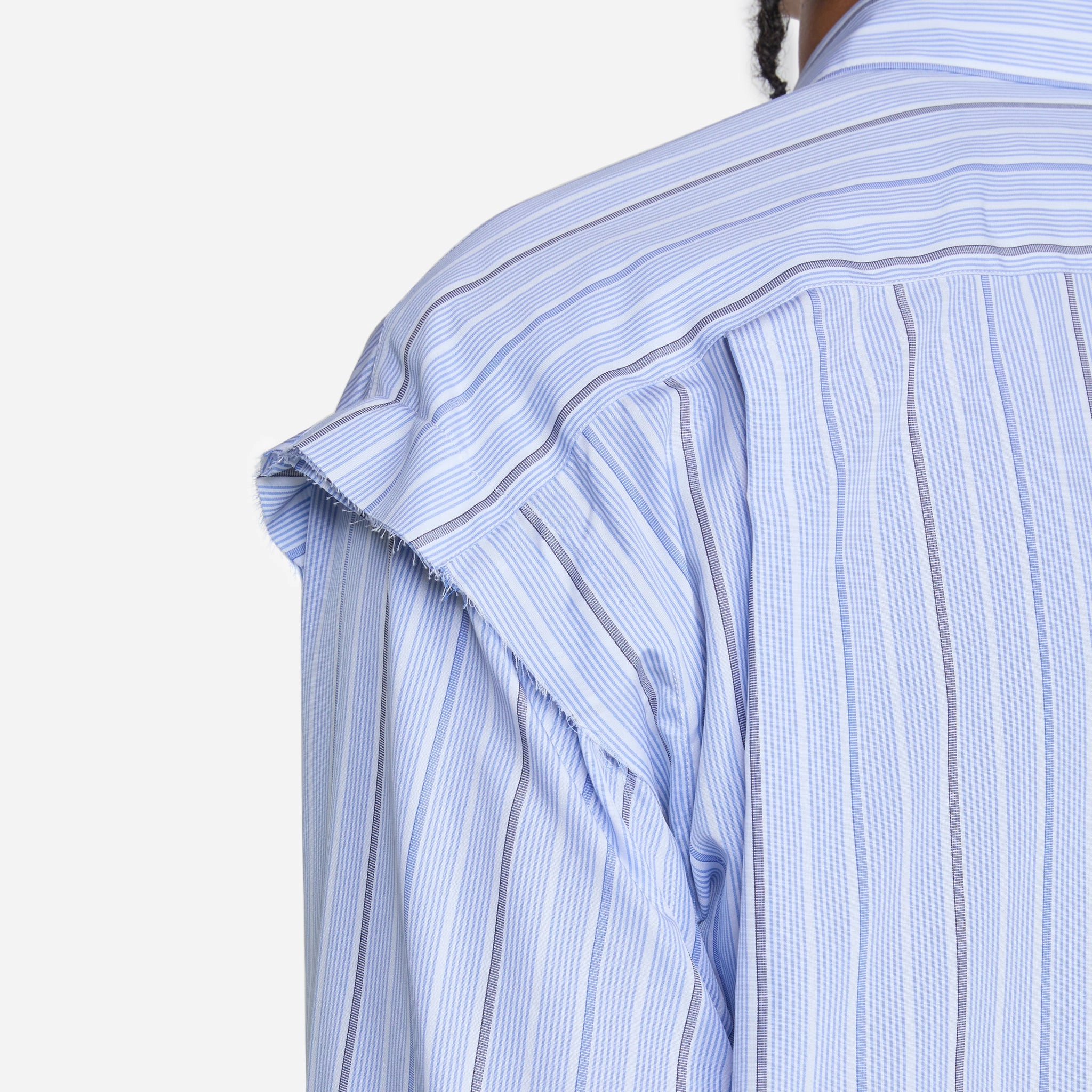 Frayed Shoulder Shirt Stripe