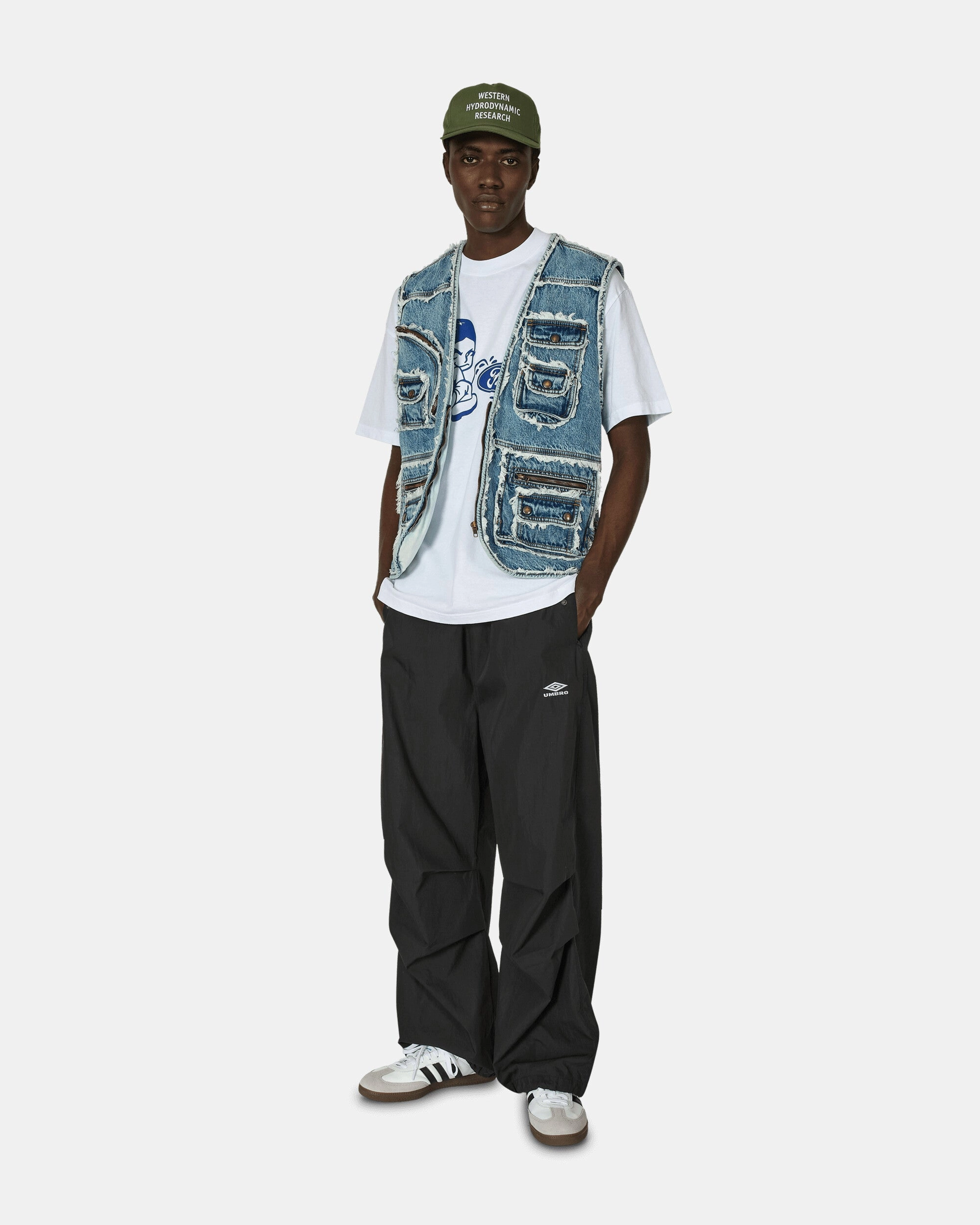 Fringes Utility Denim Vest Blue