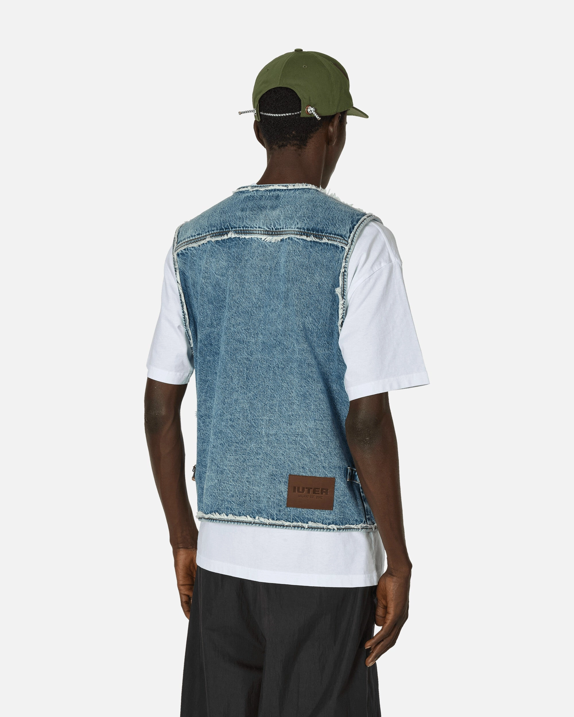 Fringes Utility Denim Vest Blue