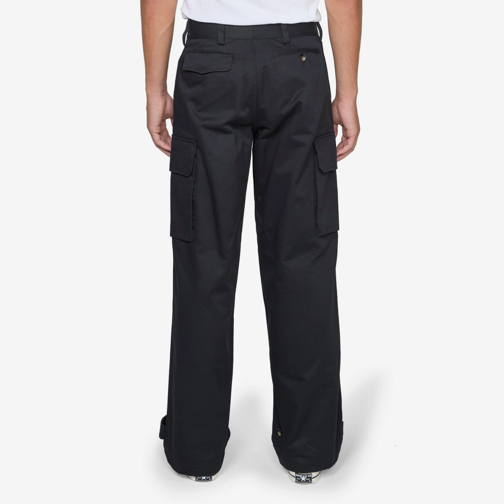 Gabardine Cargo Trousers Black