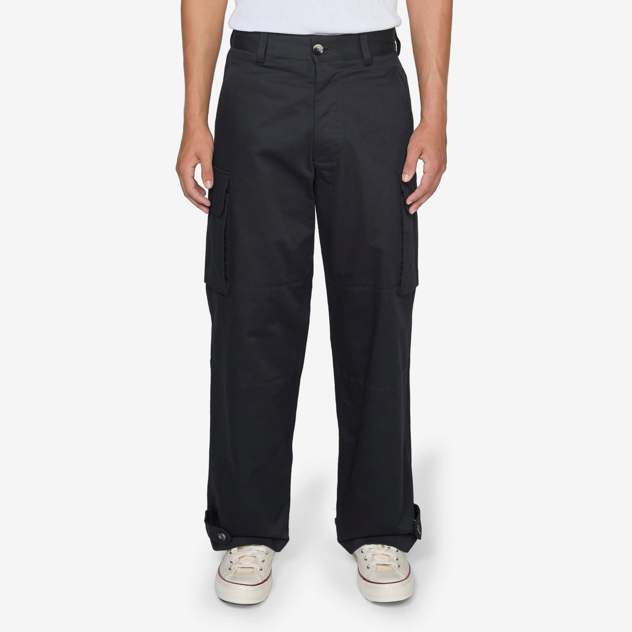 Gabardine Cargo Trousers Black