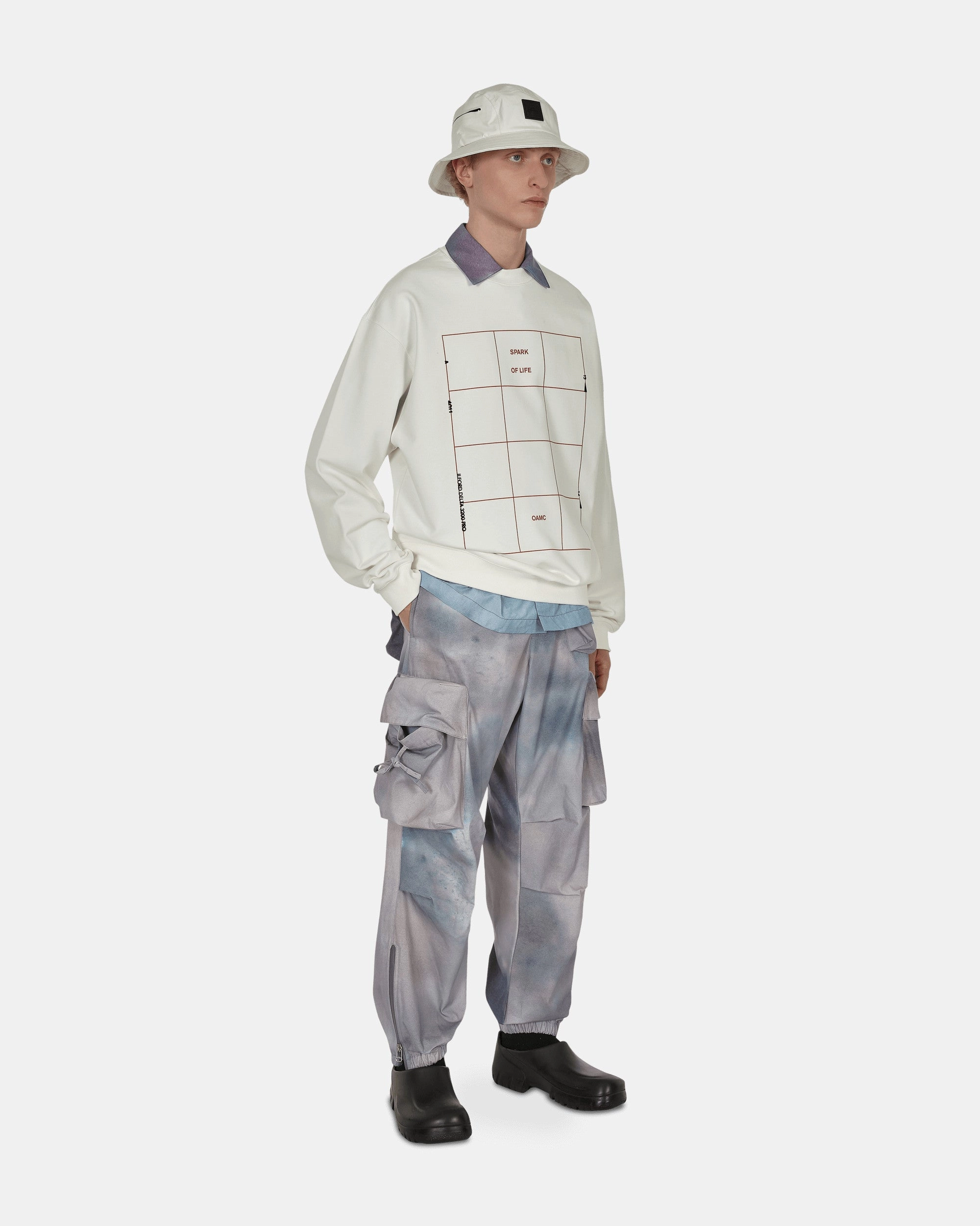 Grid Crewneck Sweatshirt White