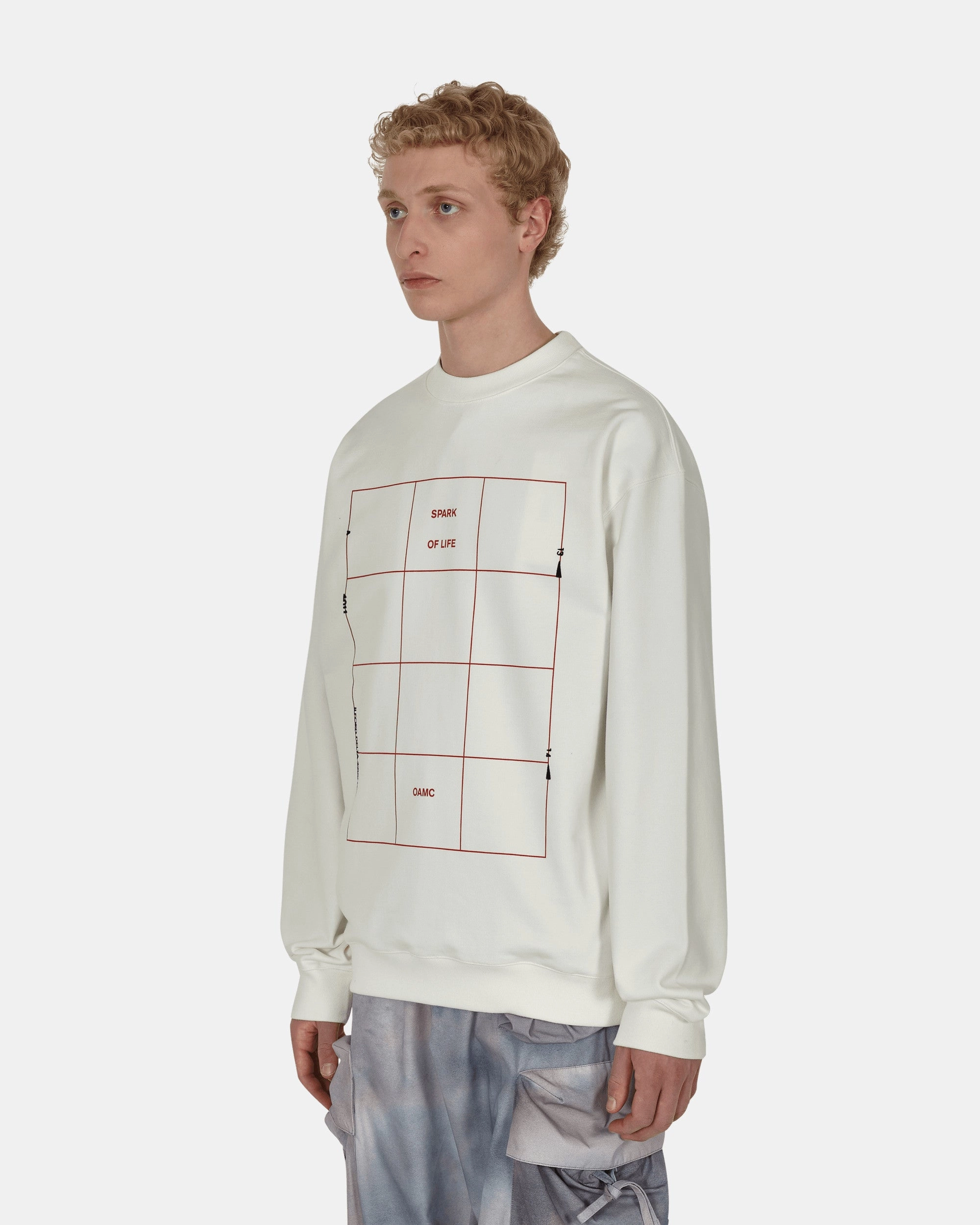 Grid Crewneck Sweatshirt White