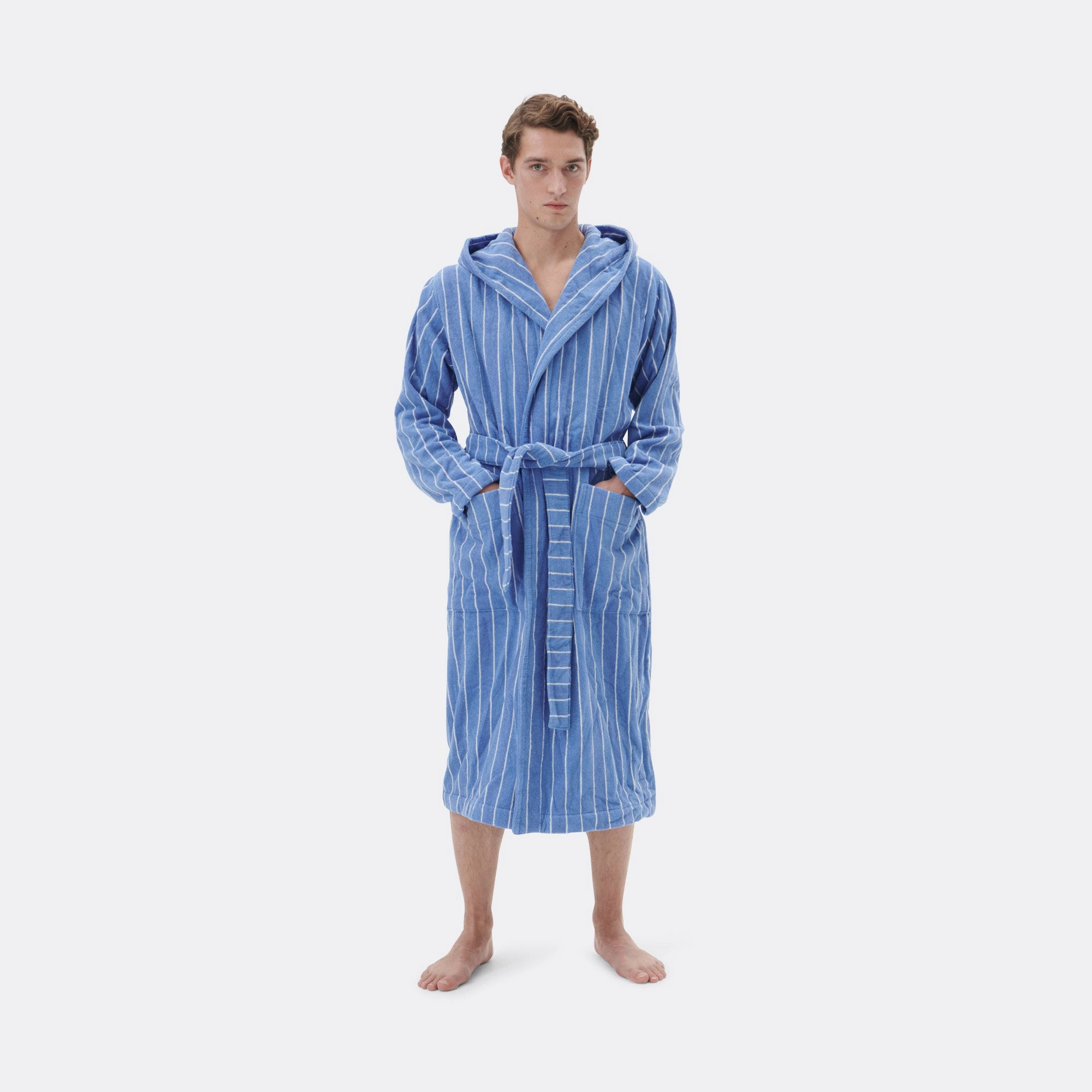 Hooded Bathrobe - Striped Marseille