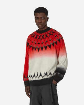 Jacquard Knit Sweater Red