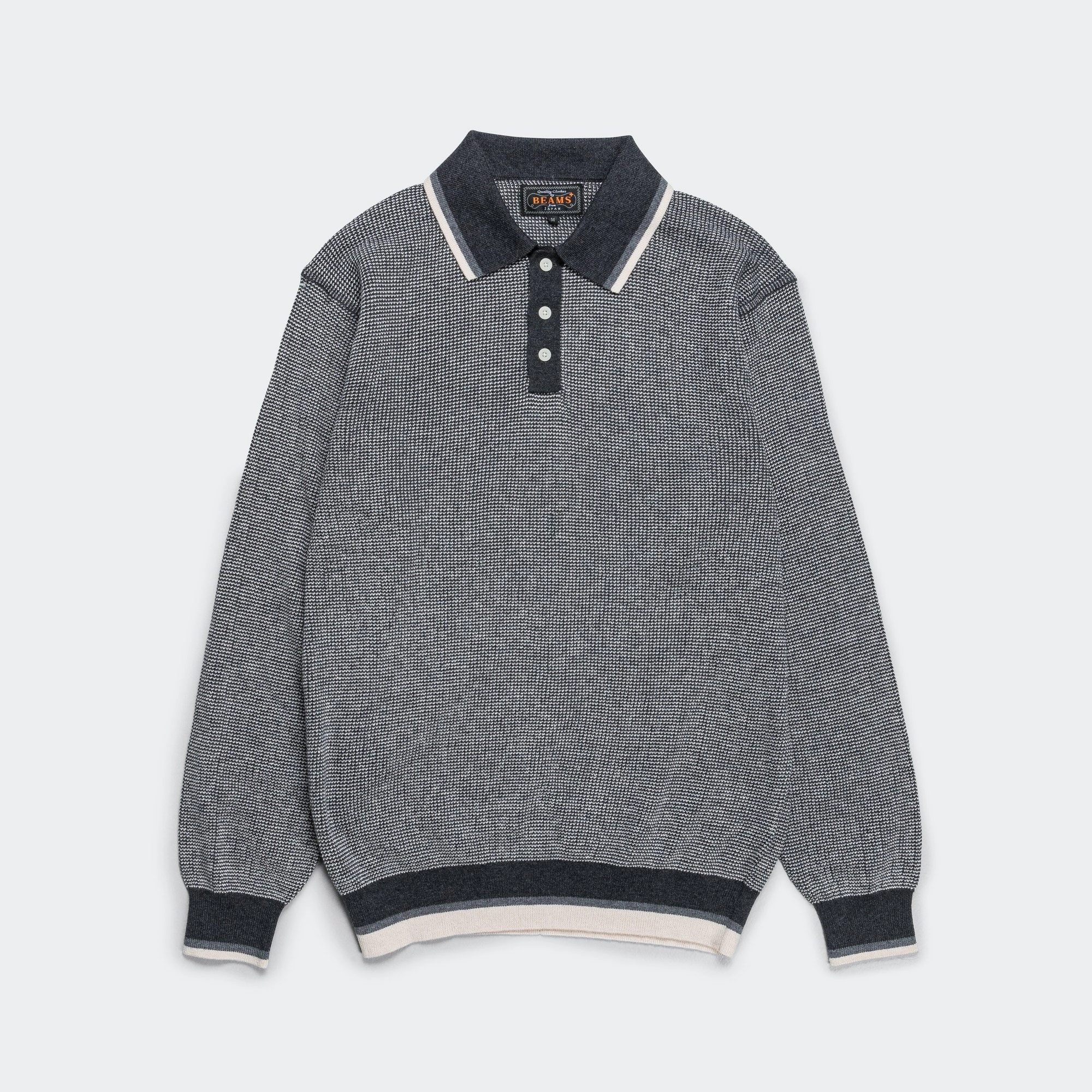 Knit Polo Collar Line - Charcoal Grey