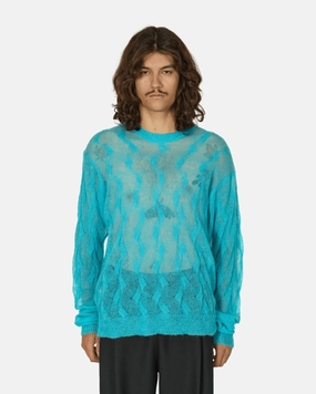 Loose Knit Cross Cable Sweater Cyan