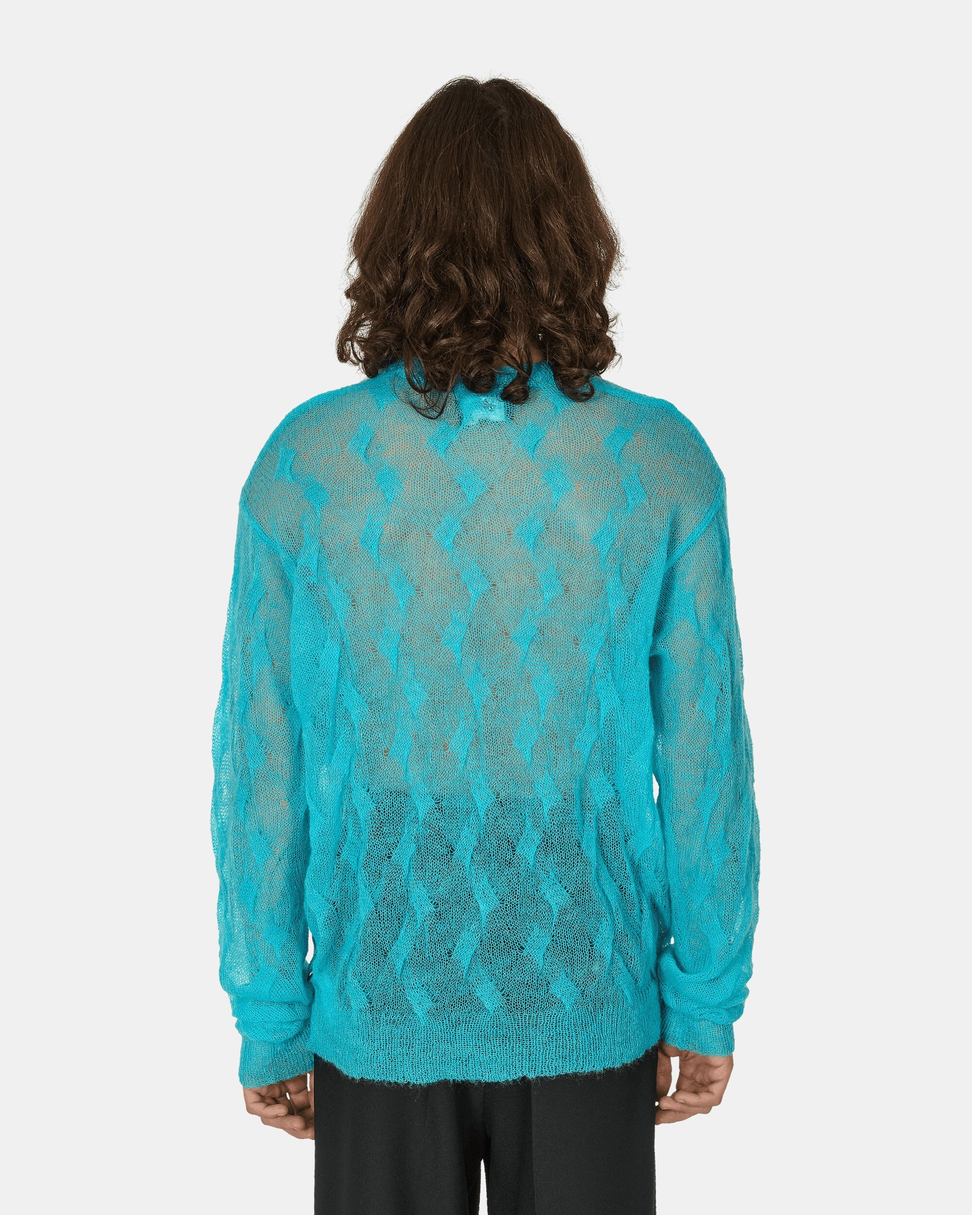 Loose Knit Cross Cable Sweater Cyan