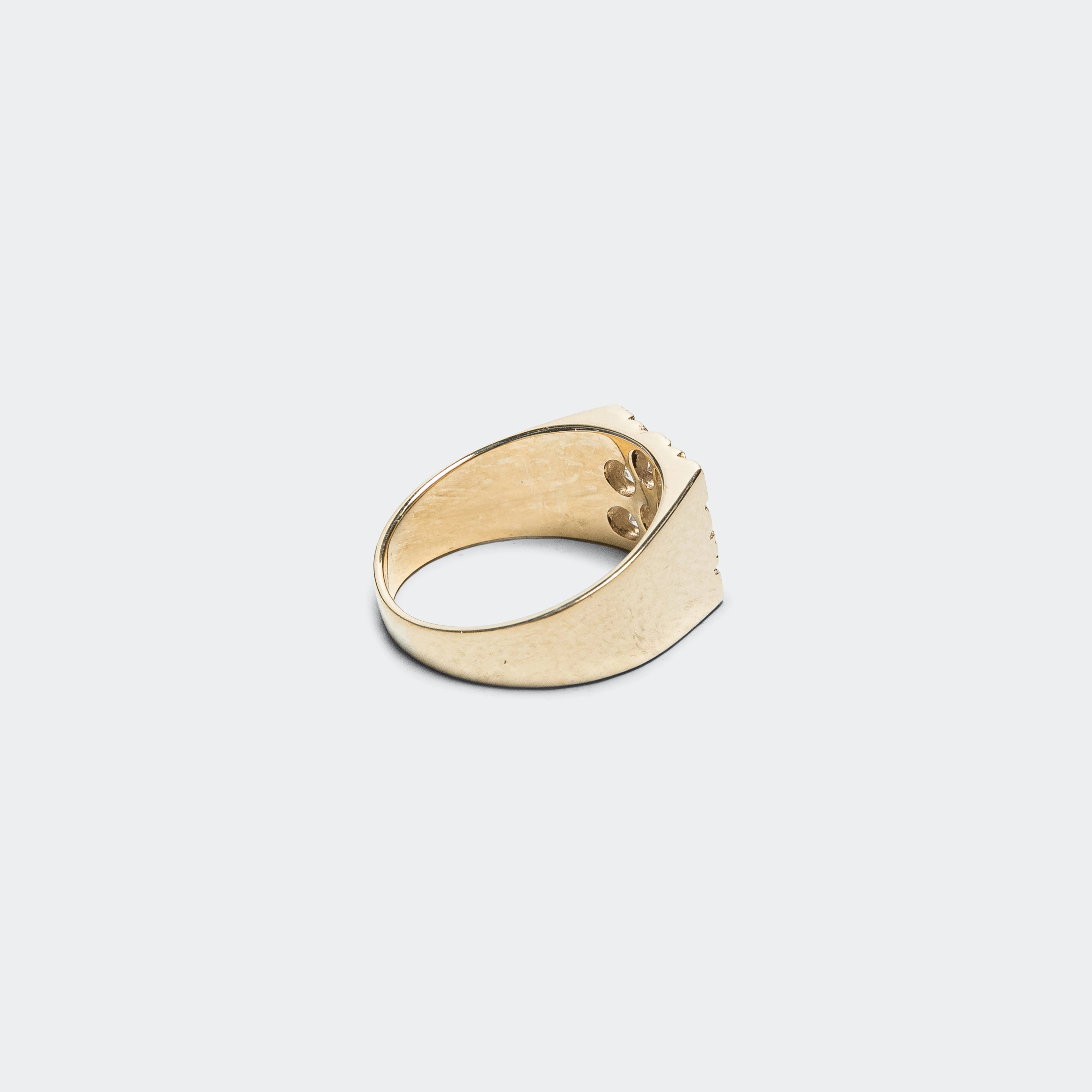 Mini Rose Garden Signet Ring - Clear Sapphires/9K Gold