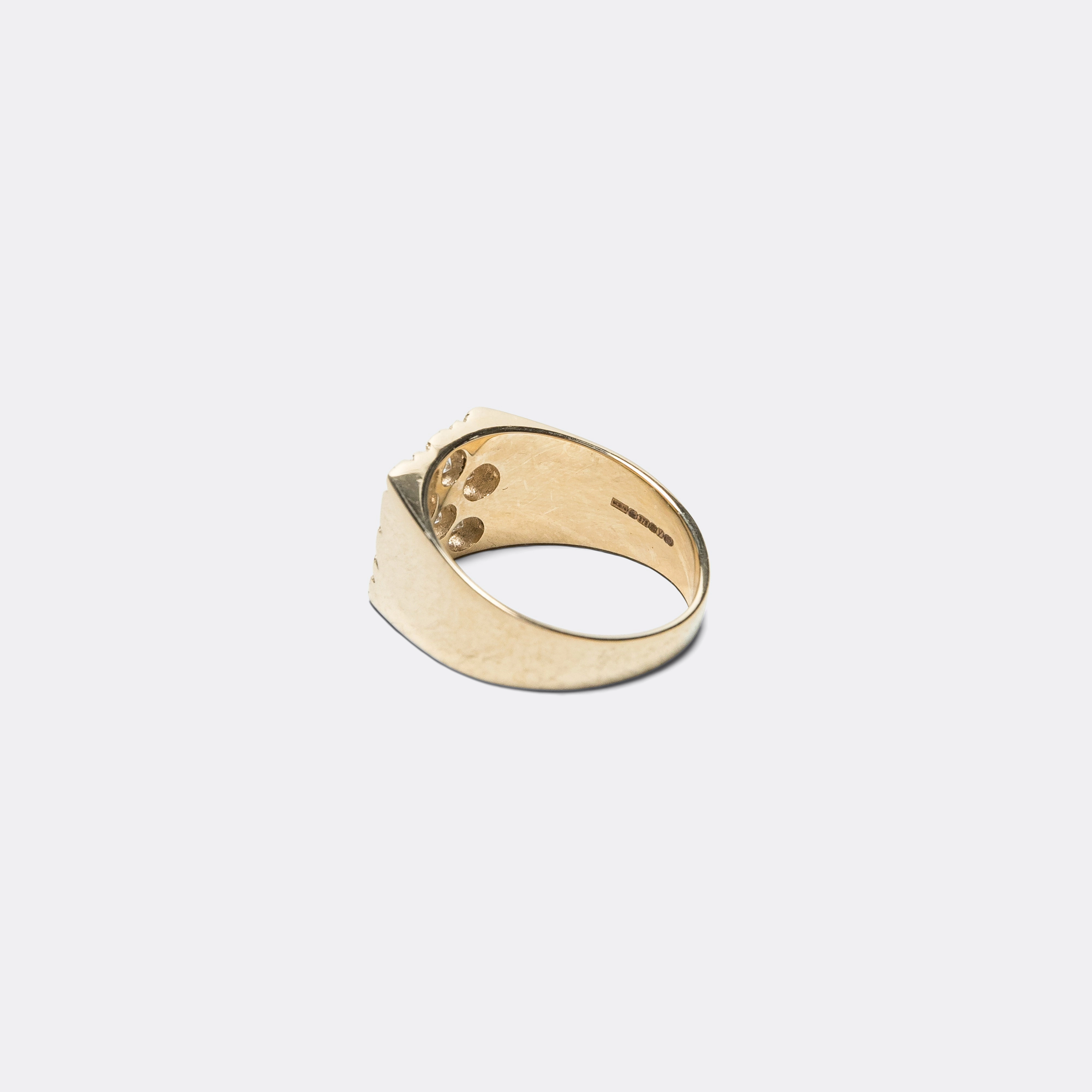 Mini Rose Garden Signet Ring - Clear Sapphires/9K Gold