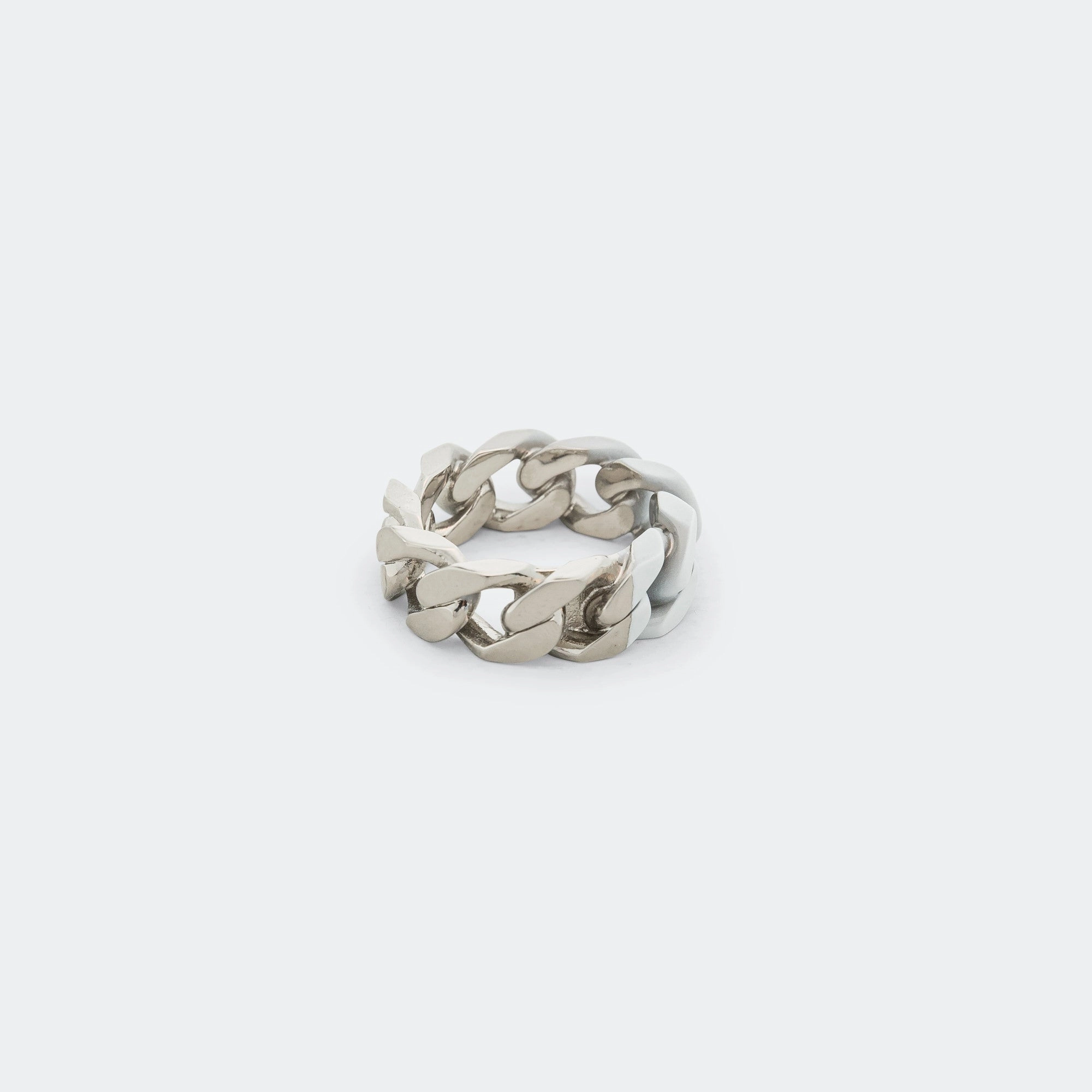 Minimal Logo Curb Ring - Silver Toned Brass