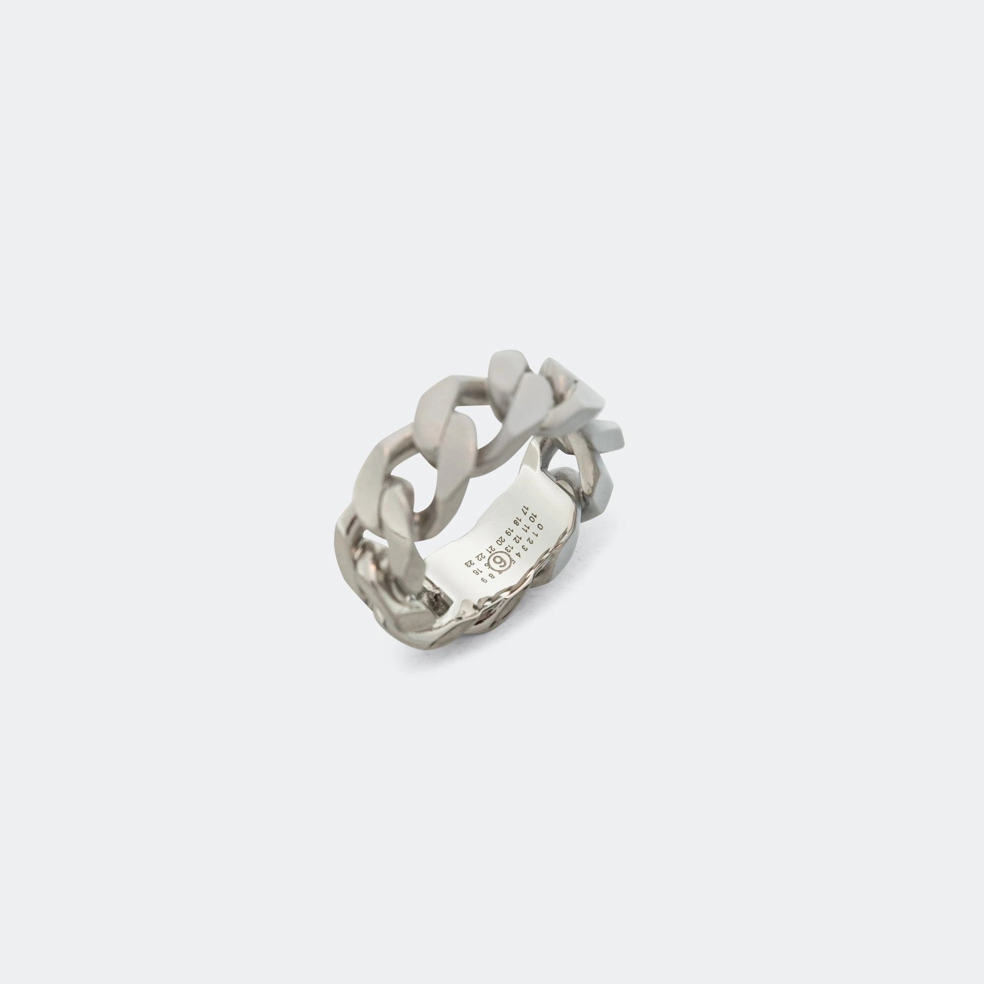 Minimal Logo Curb Ring - Silver Toned Brass