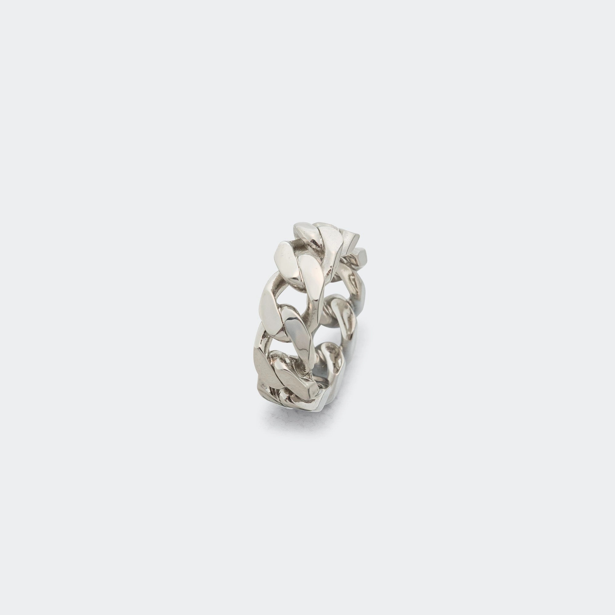 Minimal Logo Curb Ring - Silver Toned Brass