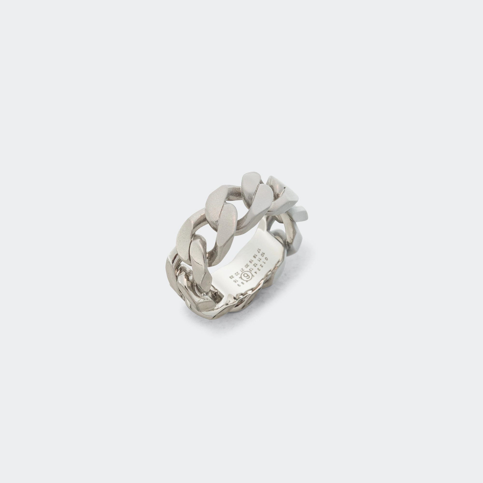 Minimal Logo Curb Ring - Silver Toned Brass