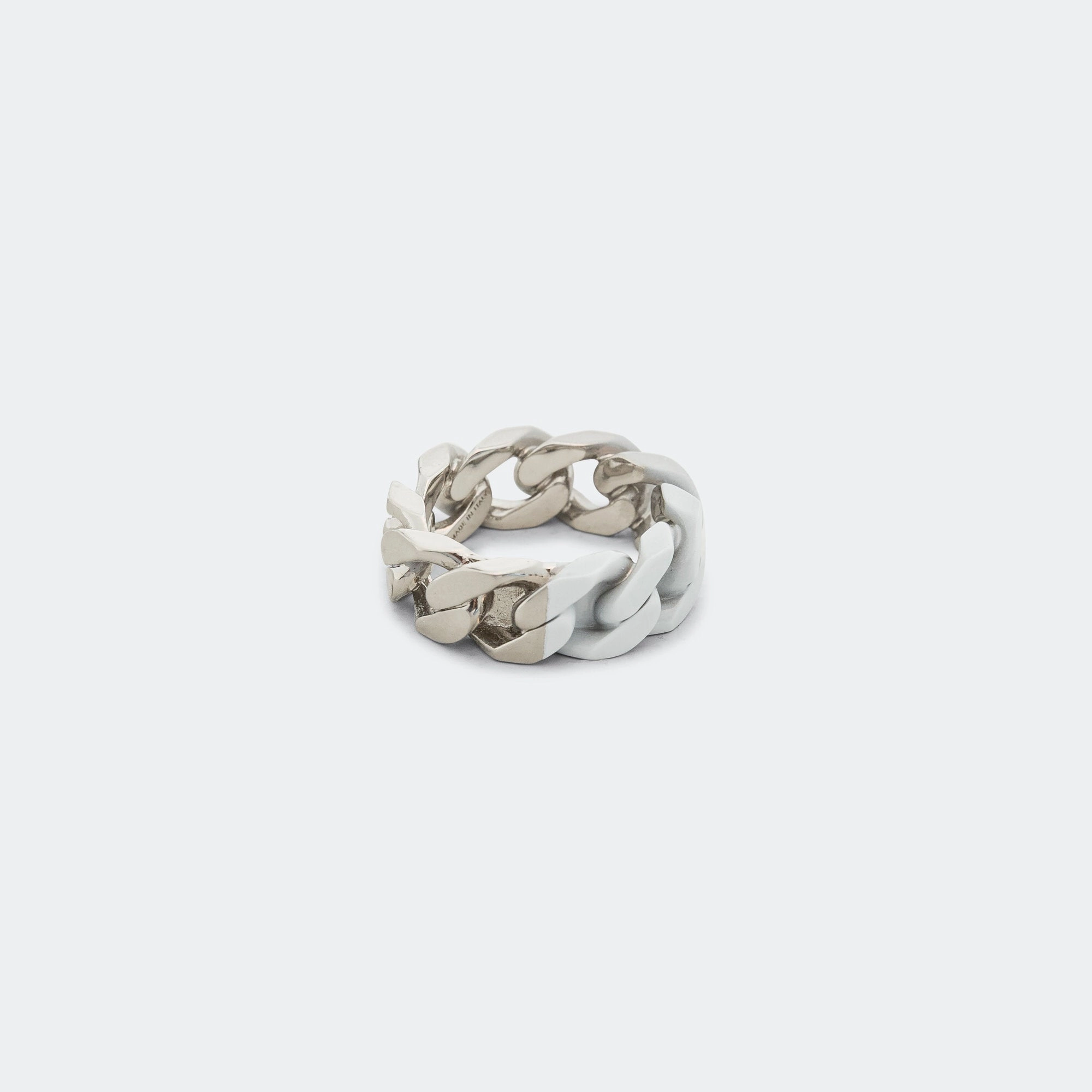 Minimal Logo Curb Ring - Silver Toned Brass