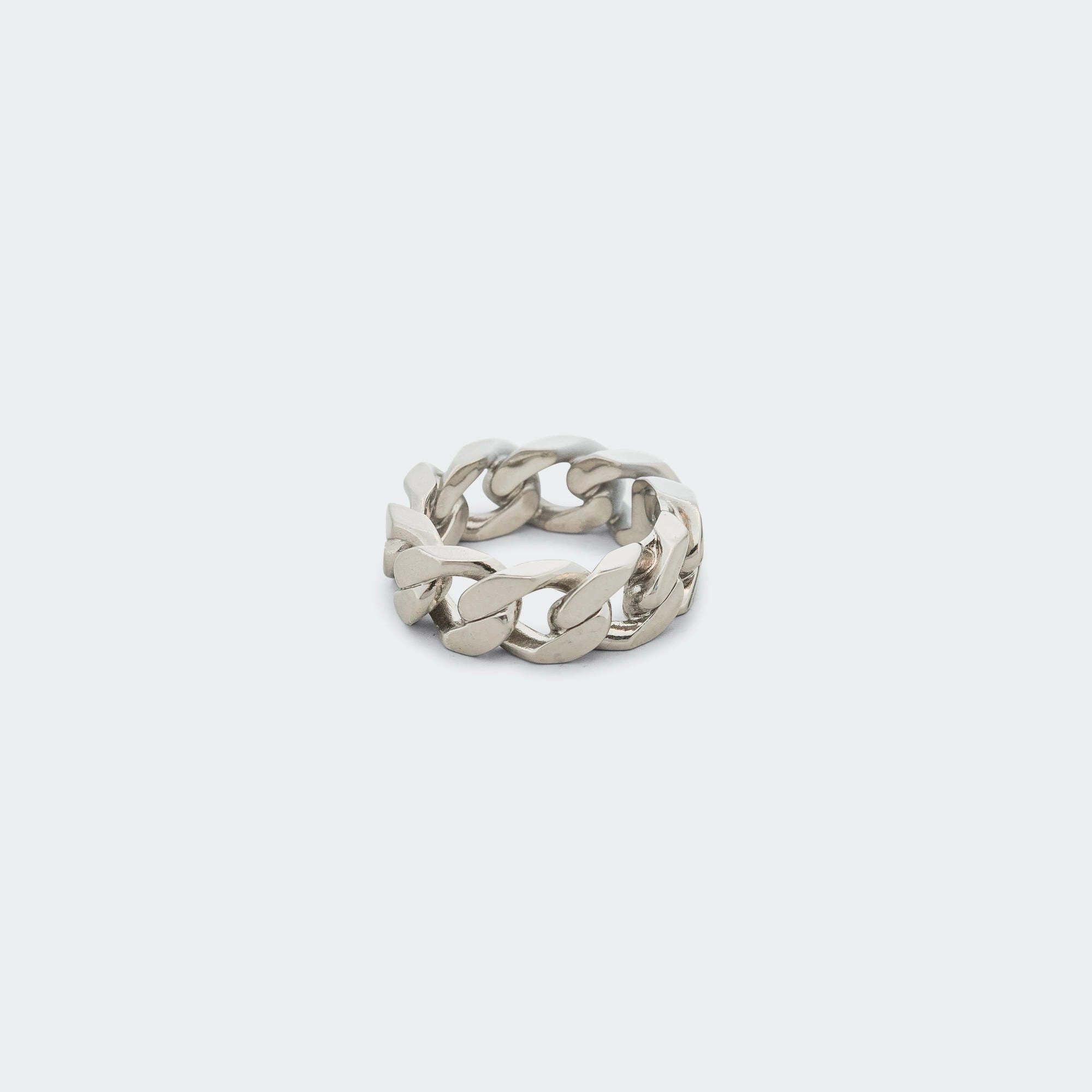 Minimal Logo Curb Ring - Silver Toned Brass