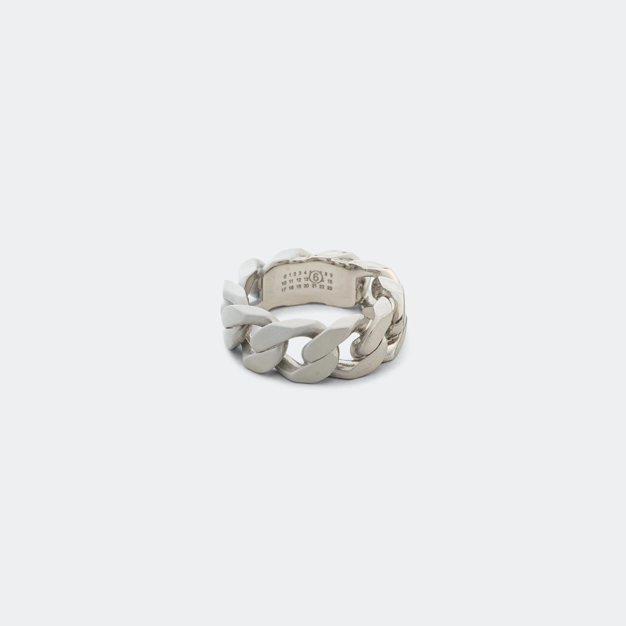 Minimal Logo Curb Ring - Silver Toned Brass