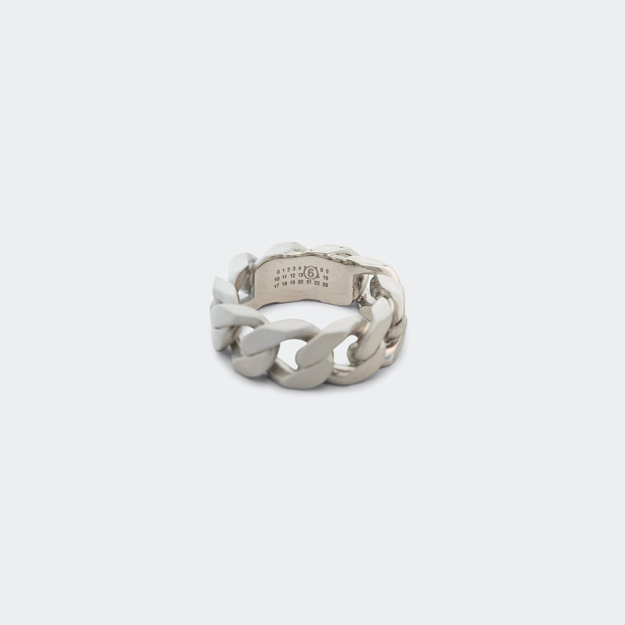 Minimal Logo Curb Ring - Silver Toned Brass