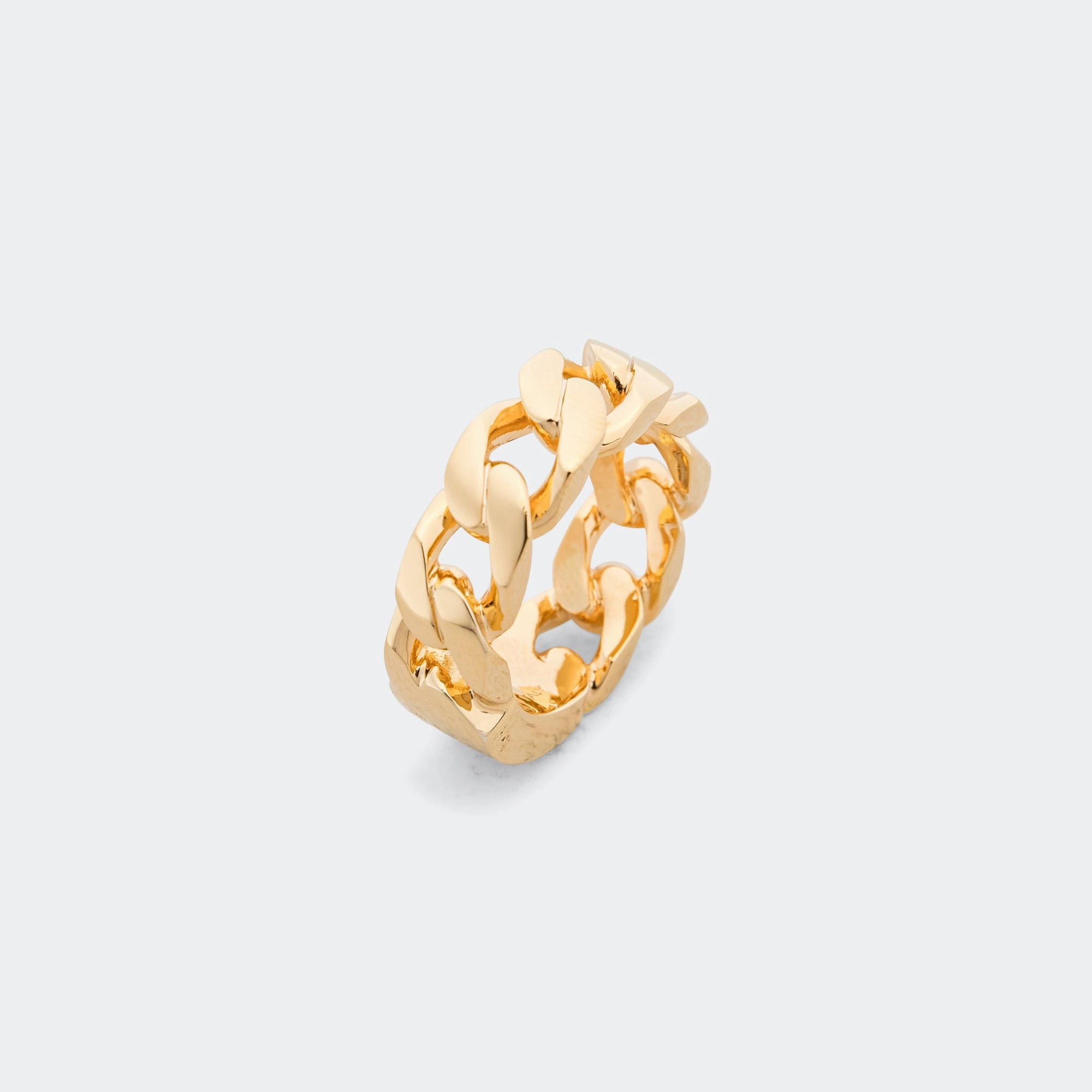 Minimal Logo Curb Ring - Yellow Gold Brass