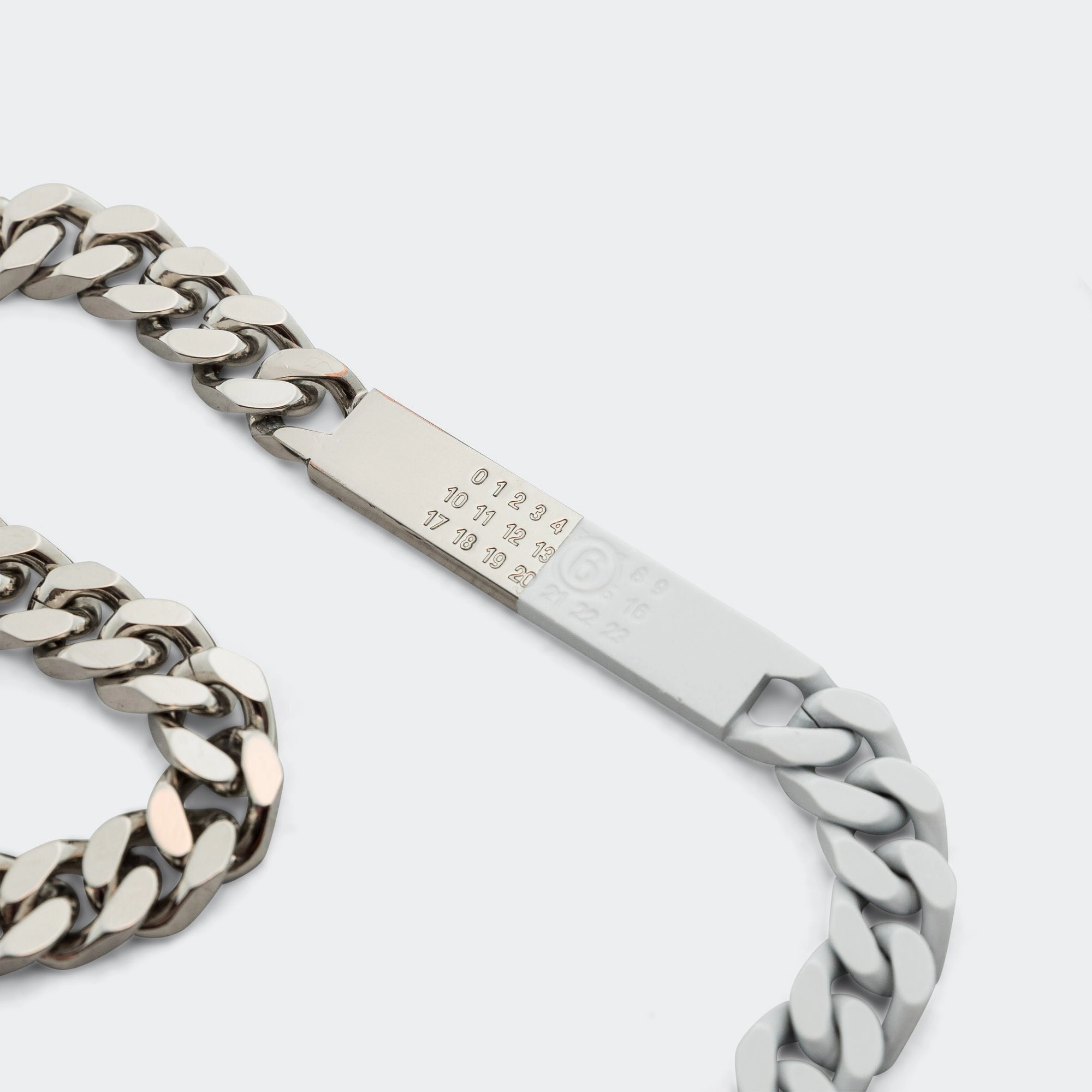 Minimal Logo ID Tag Curb Necklace - Silver Toned Brass