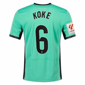 Nike Atletico Madrid Koke Third Jersey w/ La Liga Patch 23/24 (Spring Green/Black)