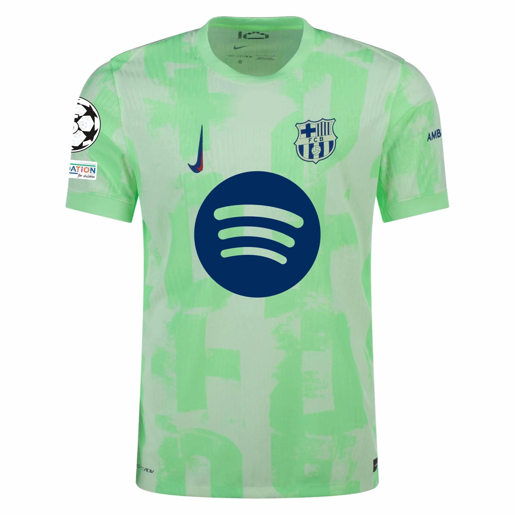Nike Barcelona Authentic Lamine Yamal Third Jersey w/ Champions League Patches 24/25 (Barely Volt/Old Royal)