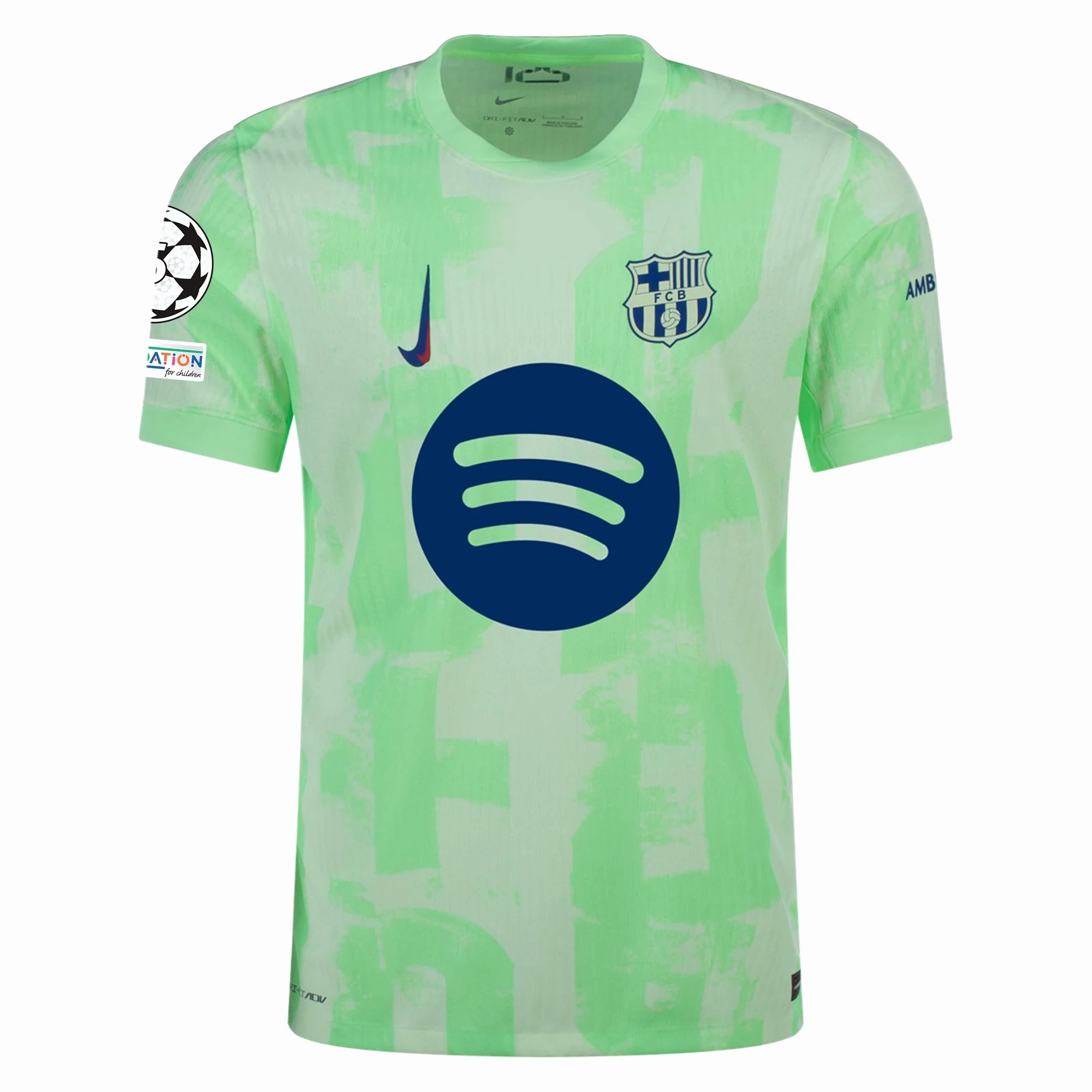 Nike Barcelona Authentic Robert Lewandowski Third Jersey w/ Champions League Patches 24/25 (Barely Volt/Old Royal)