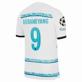 Nike Chelsea Aubameyang Away Jersey w/ Champions League   Club World Cup Patches 22/23 (White/College Navy)